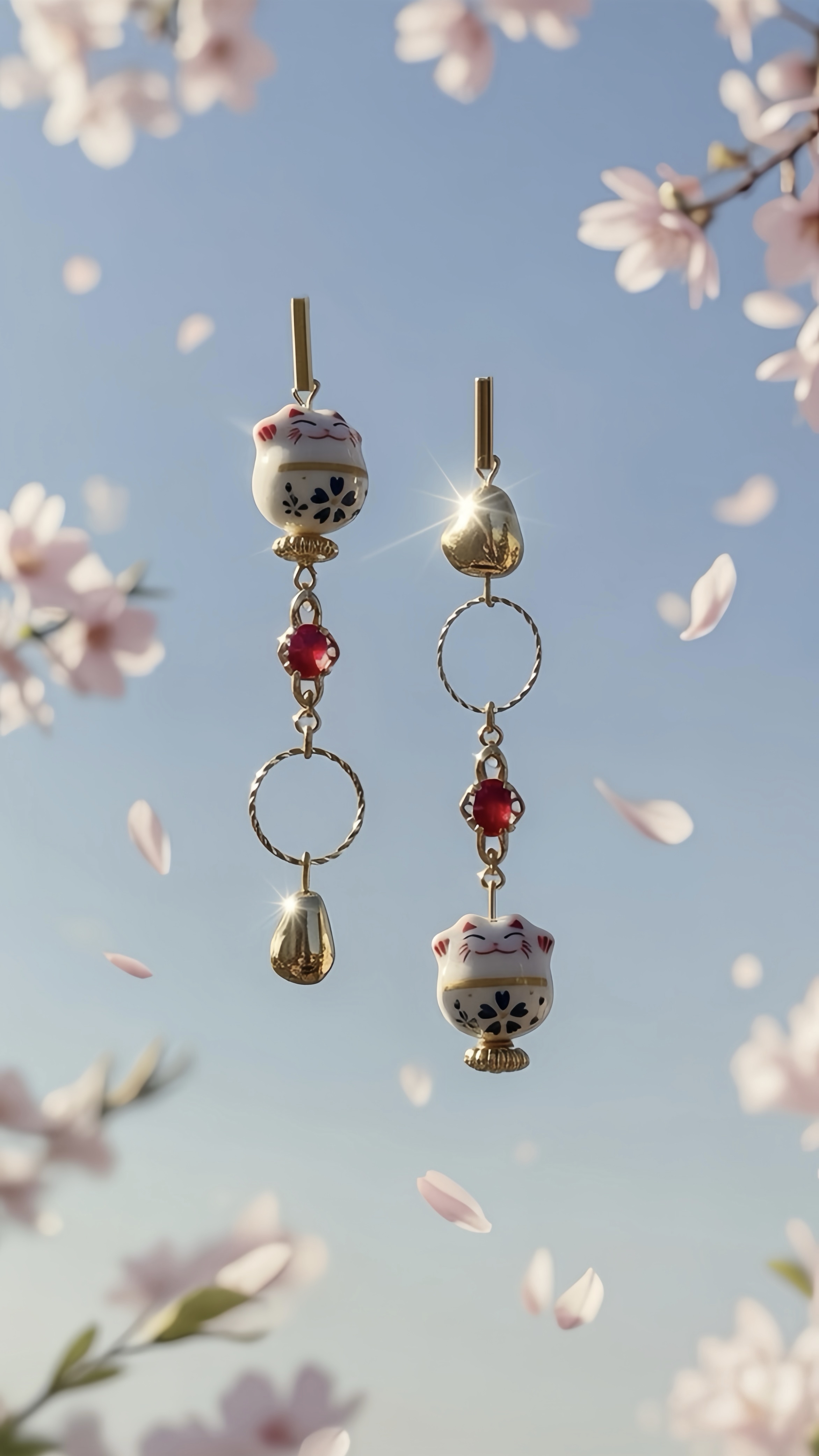 白招財貓耳環✨招福
