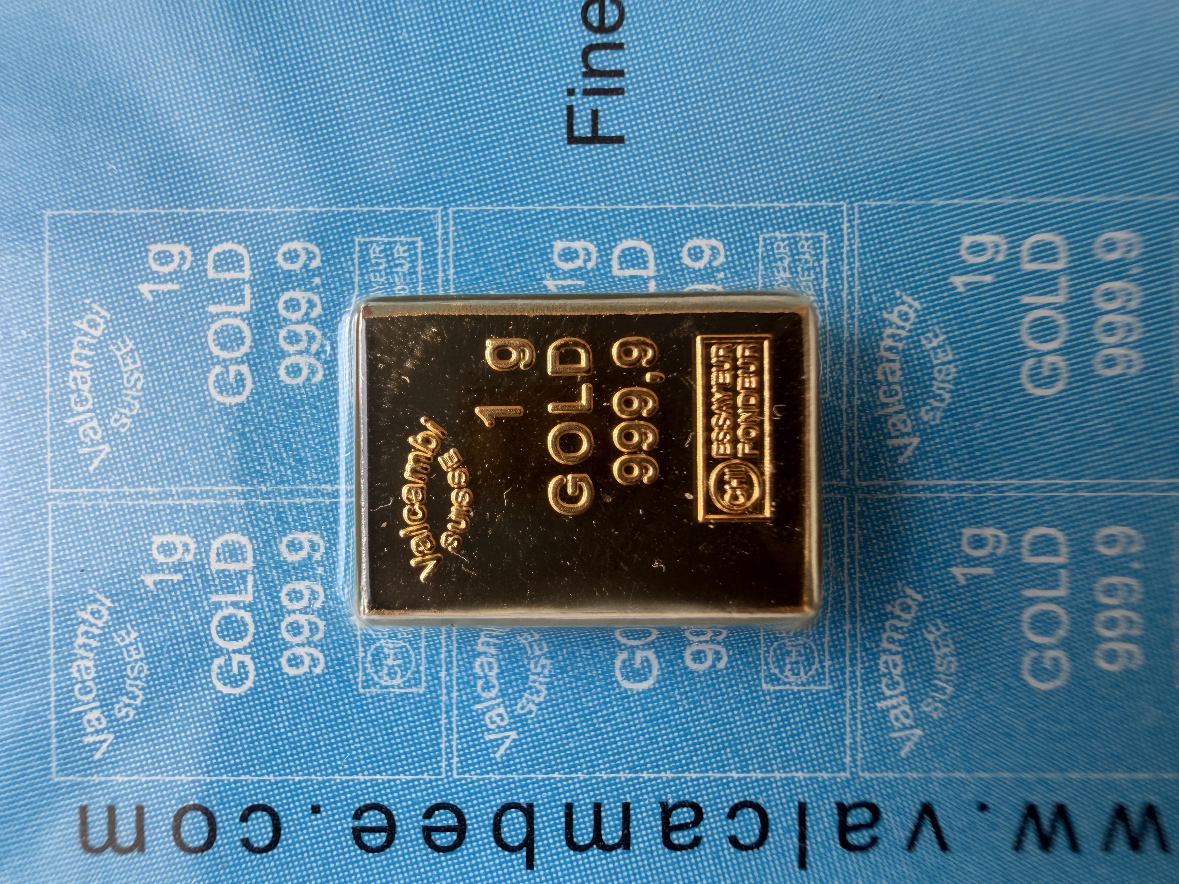 (SN1328) VALCAMBI Valcambee 1g 🇨🇭Swiss Fine Gold Bar 999.9 蓝色蜜蜂