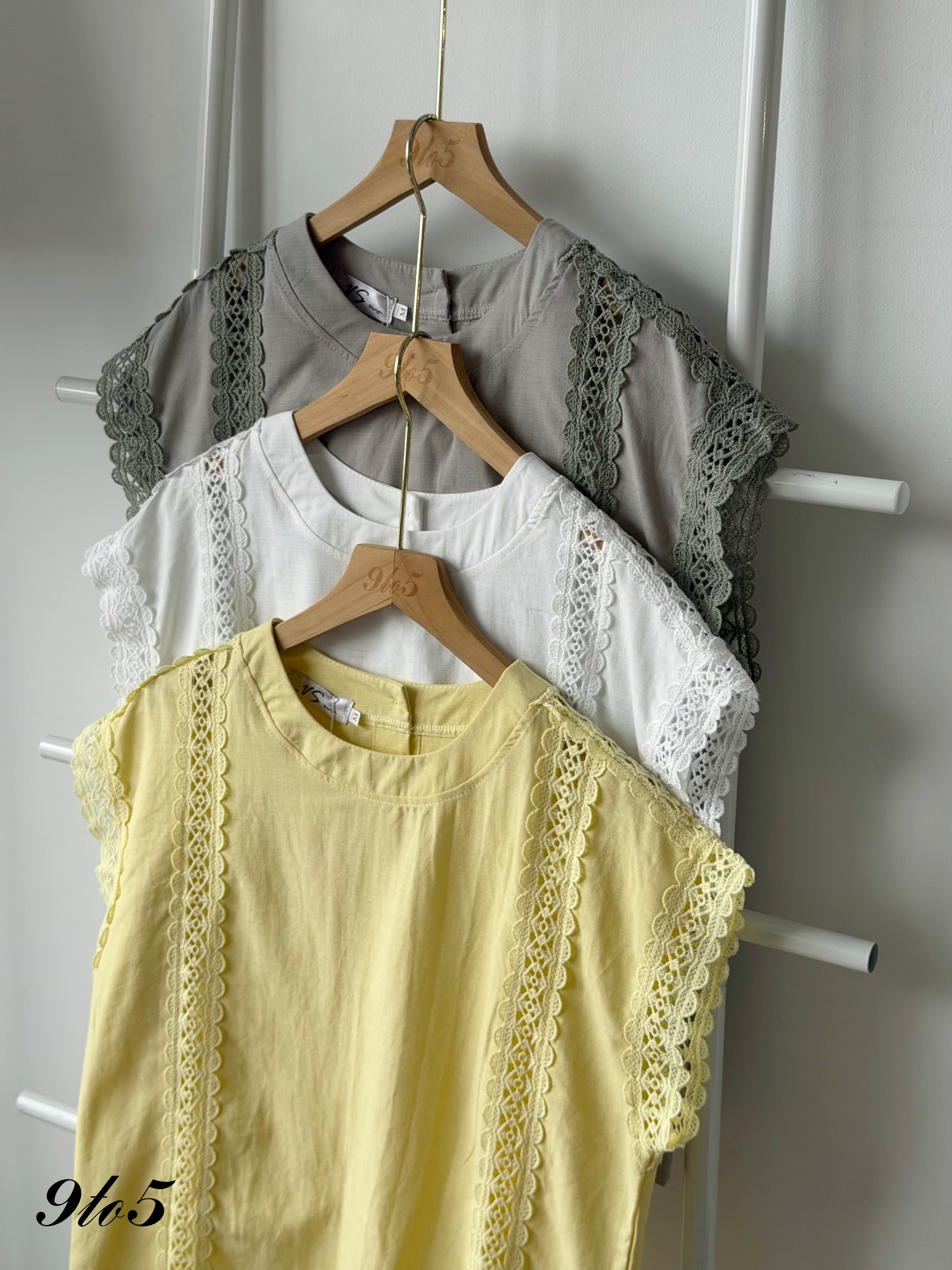 T4481 Cape Sleeve Lace Detailed Blouse - 3 Colors 