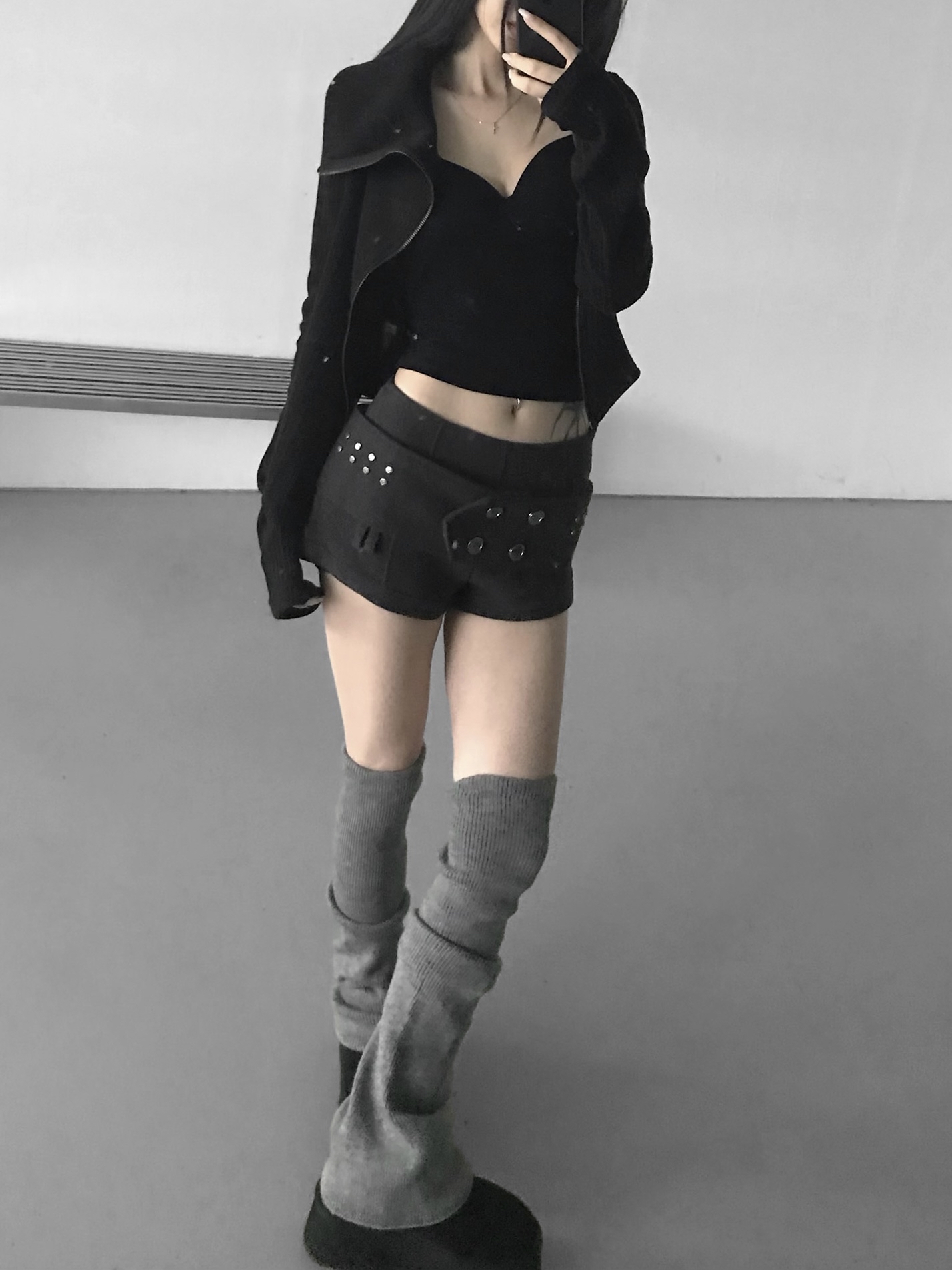 Asymmetric Zip-Up Ribbed Jacket