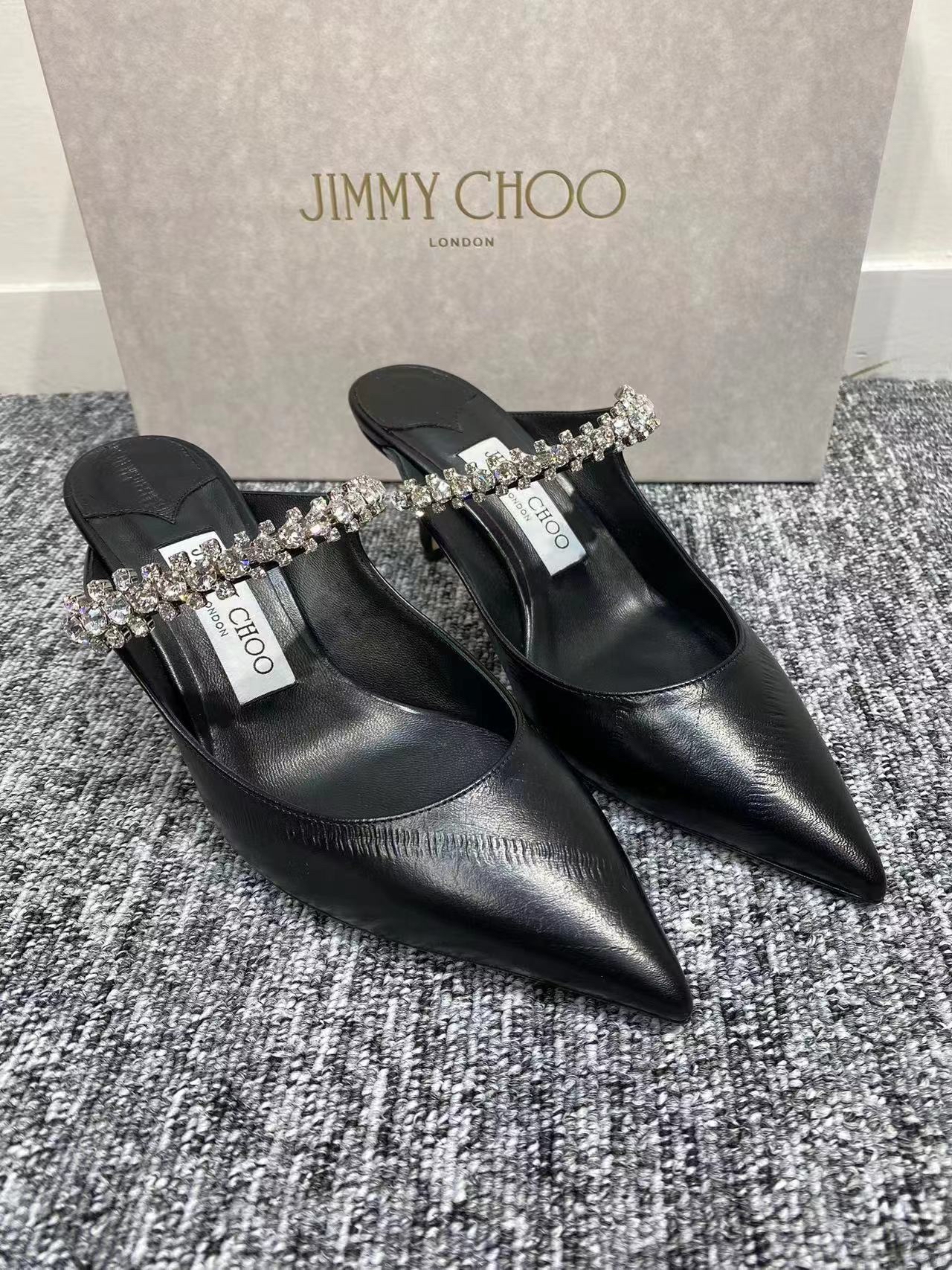 清貨優惠‼️Jimmychoo bing 閃石小斜紋皮質6.5cm Size 36 37 37.5 38 38.5