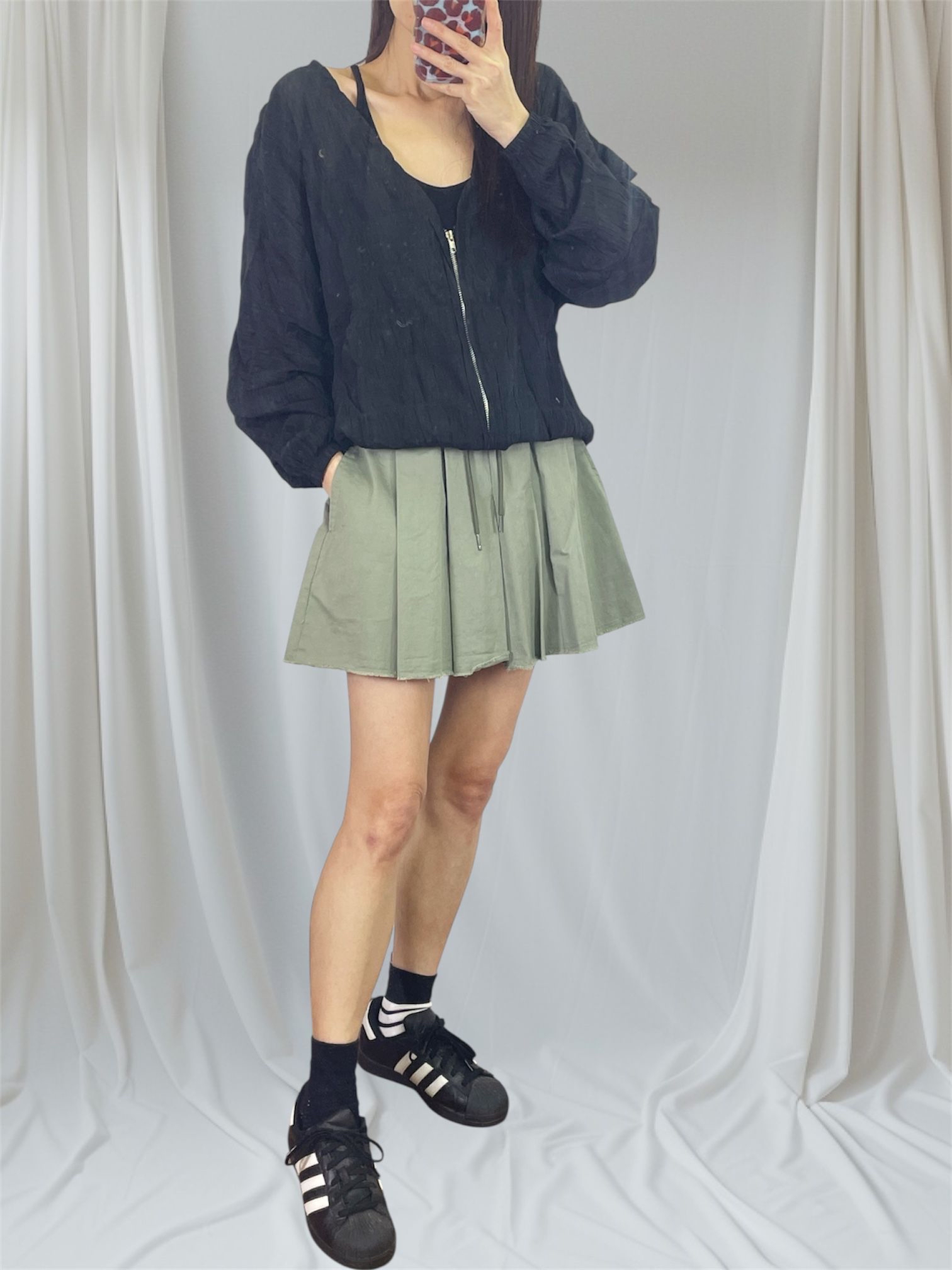 K5550 縐紋雪紡束腳外套