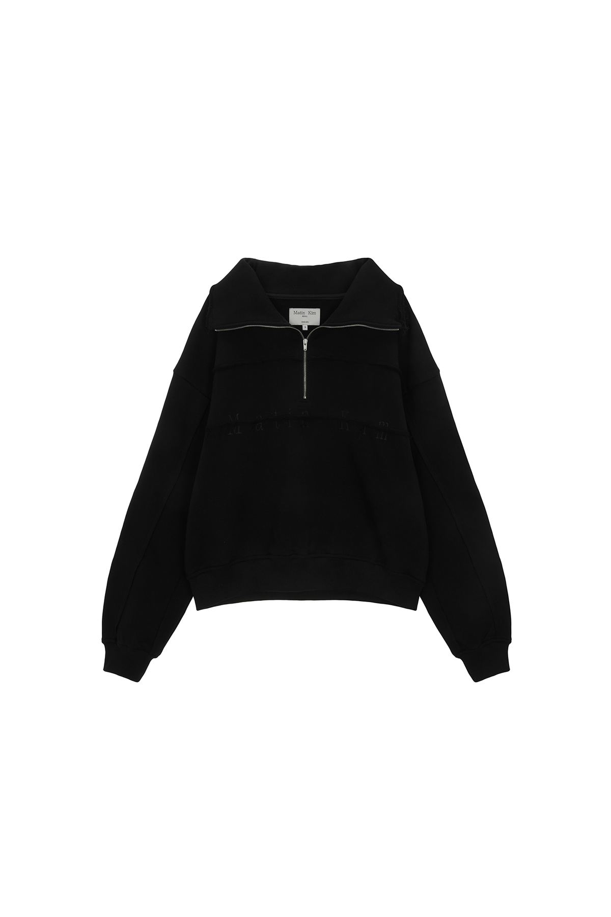 Matin Kim ジップスウェット Matin Kim Big Logo Half Zip Sweatshirt In Black