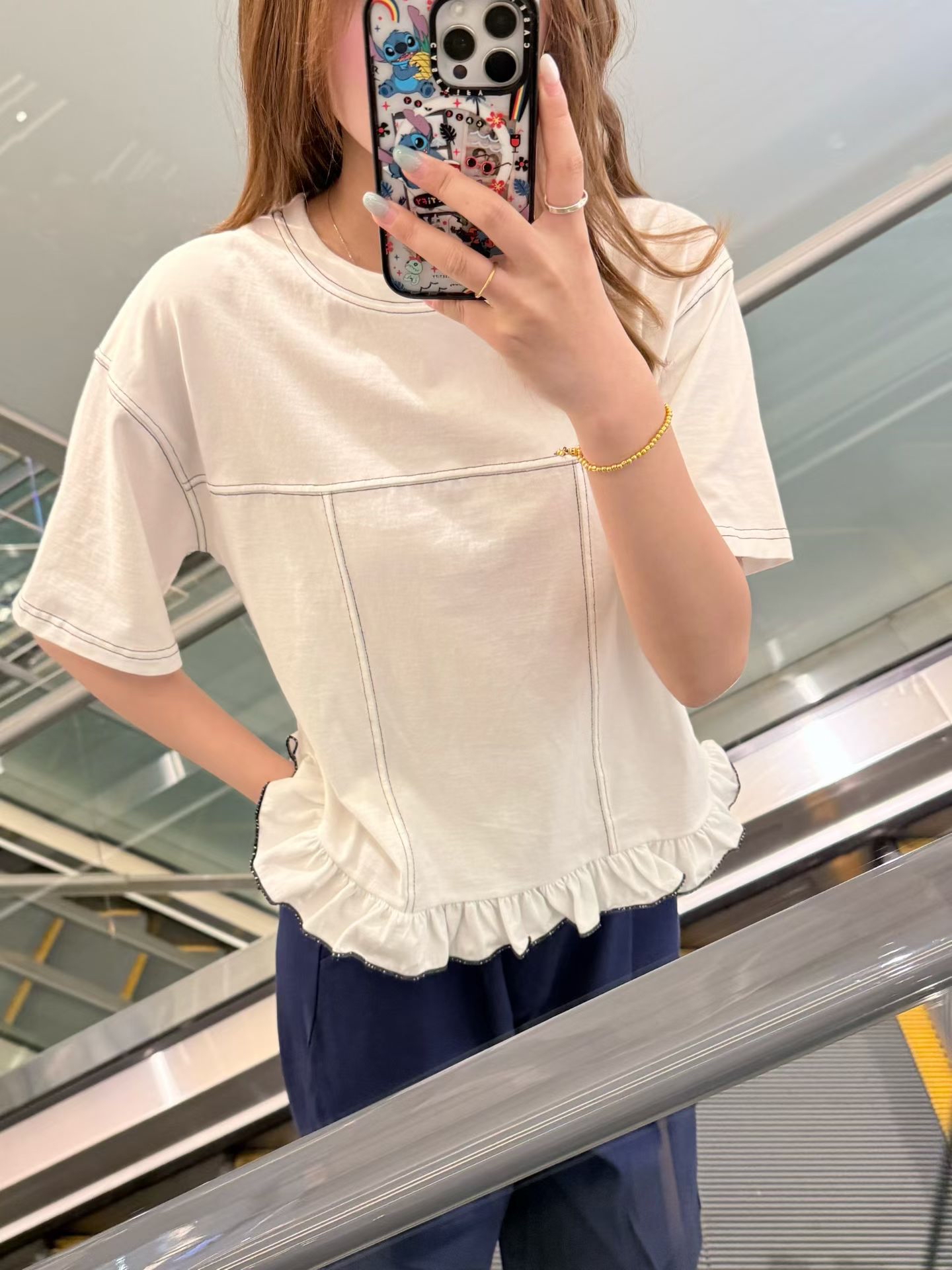 車線ruffle 腳Top