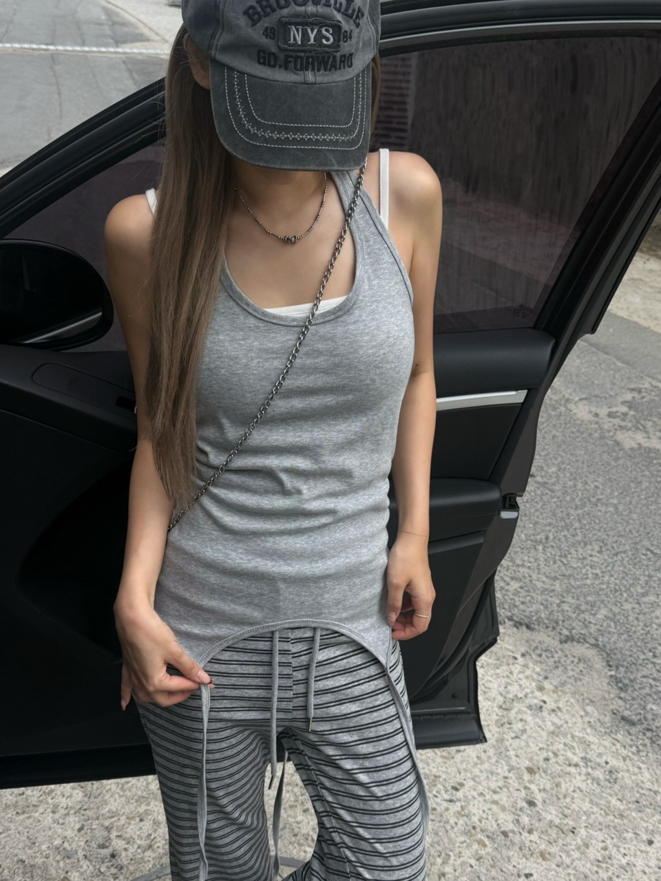 Asymmetric Halter Tank Top