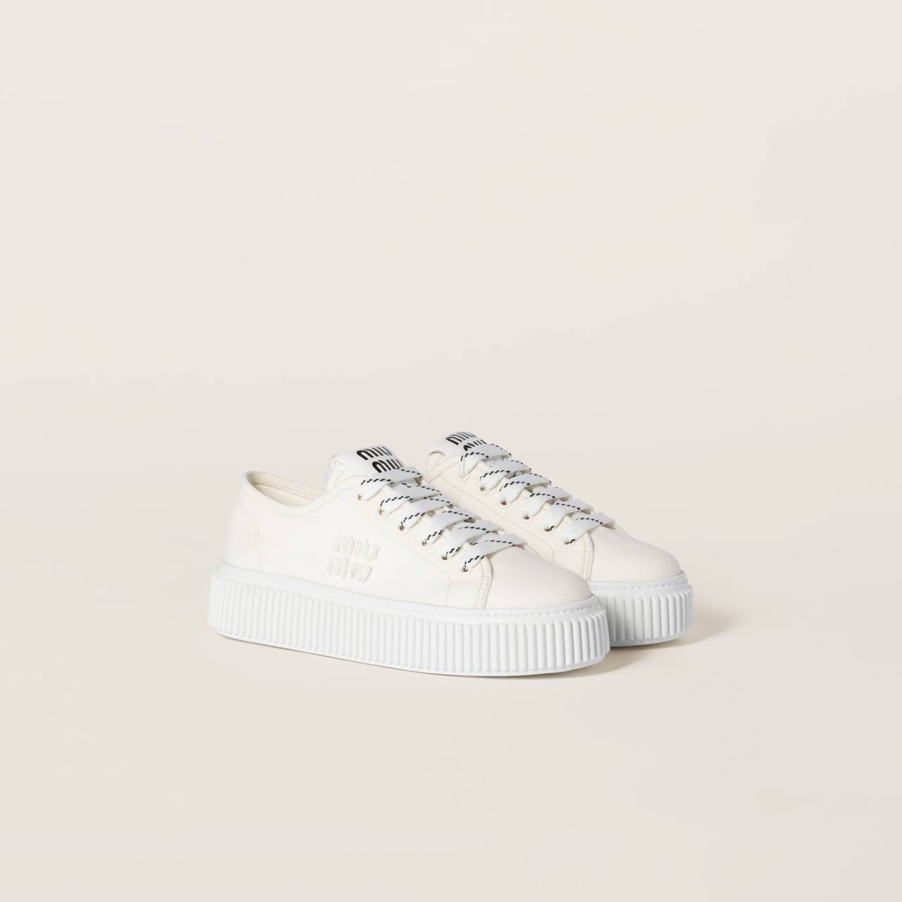 限時優惠✨訂貨🍒MIUMIU 5cm 厚底帆布餅乾鞋 Size 35.5 36.5 37.5 38 38.5 39 40