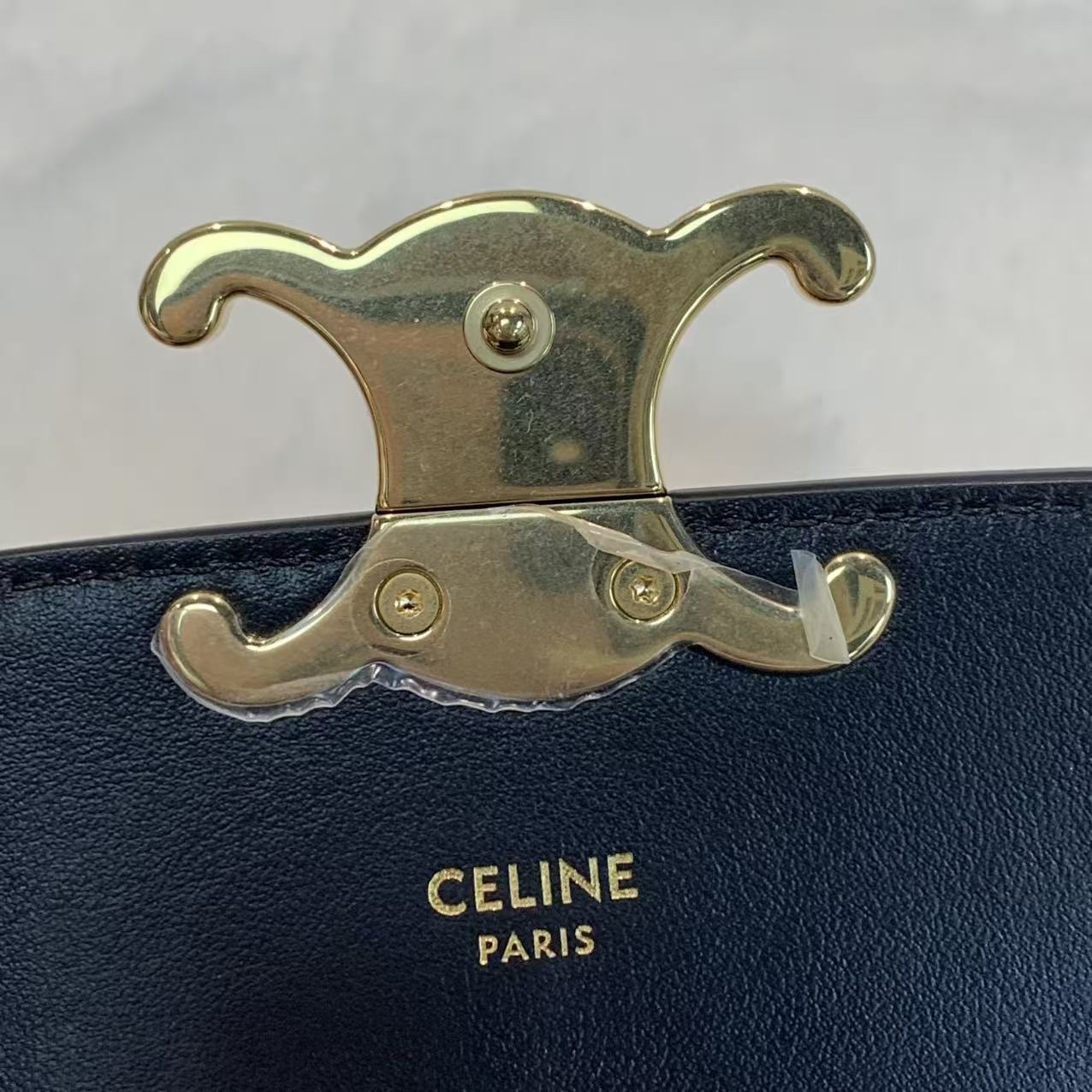 Celine 凱旋門系列 mini斜挎包 黑金 牛皮 經典款單肩手提包 