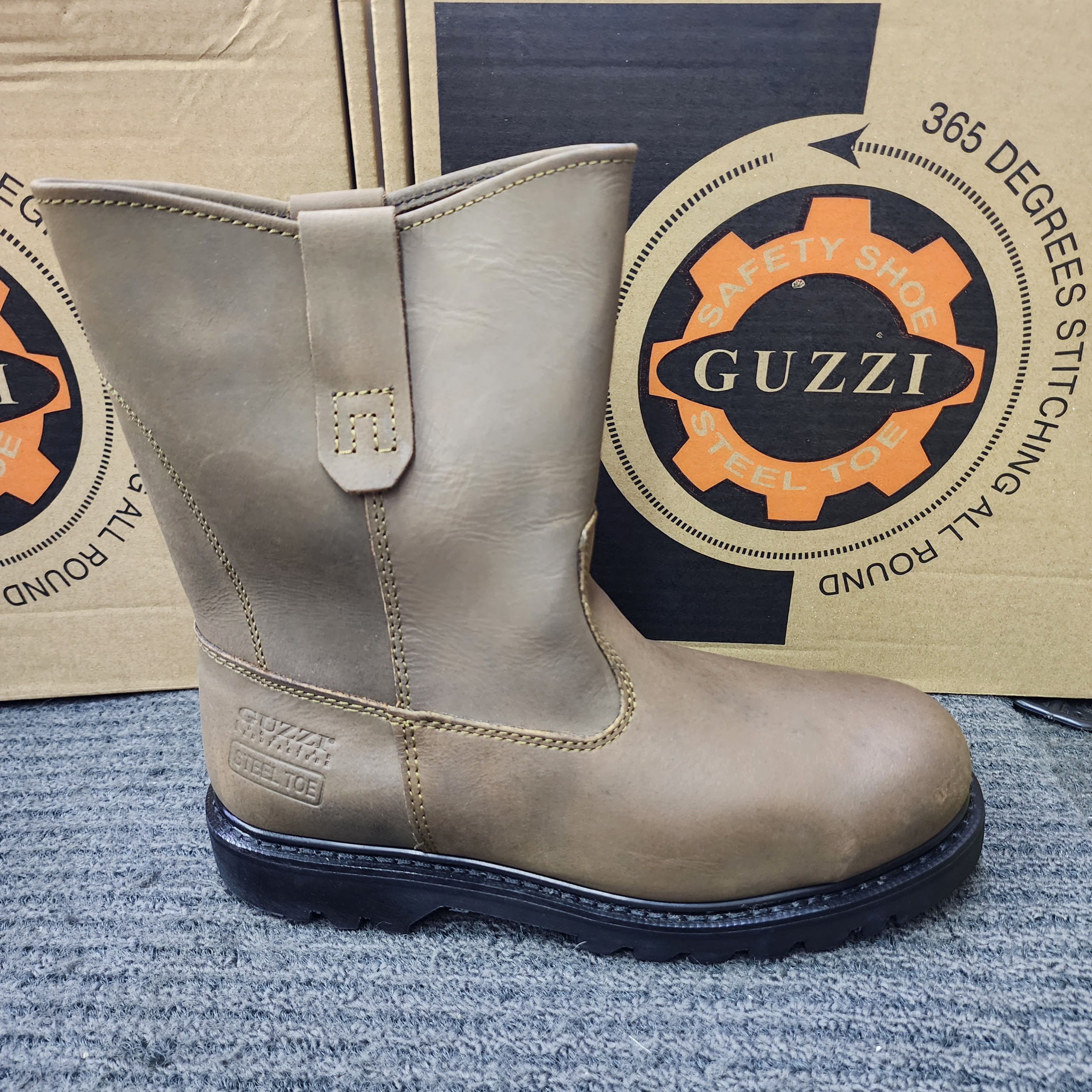 Guzzi 302 High Cut Pull On safety boots SIRIM APPROVED Leather Shoes Leather Rubber Men Steel Toe
