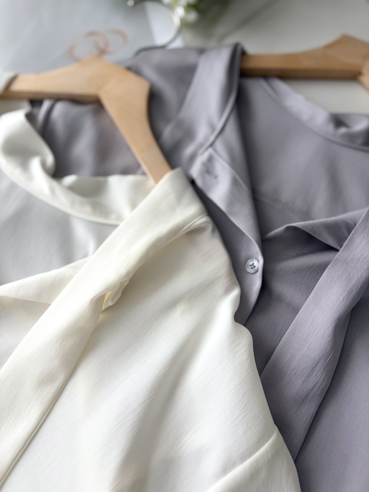 Two-way Tie Detail Blouse (Grey)