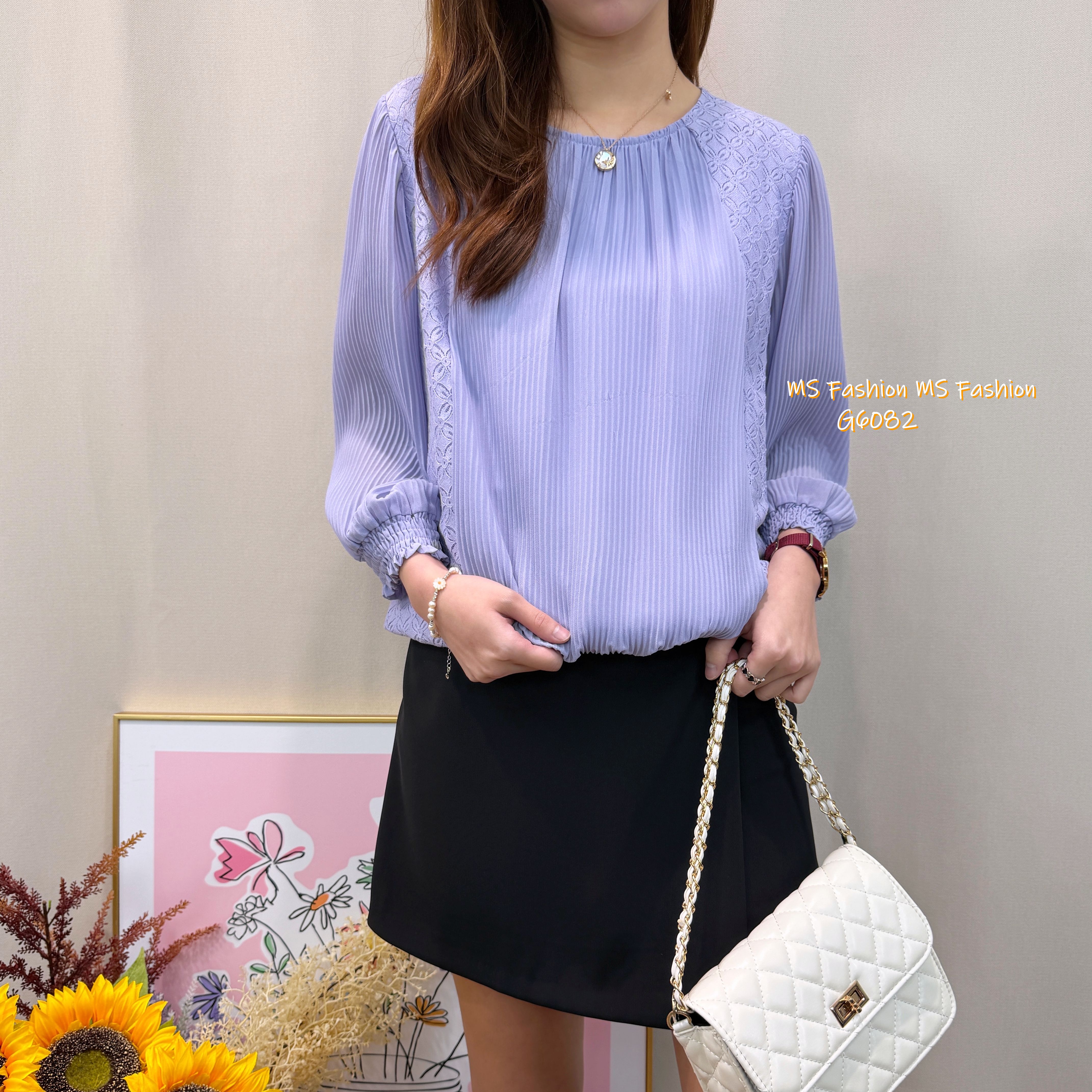 G6082 韓國🇰🇷通花百摺top