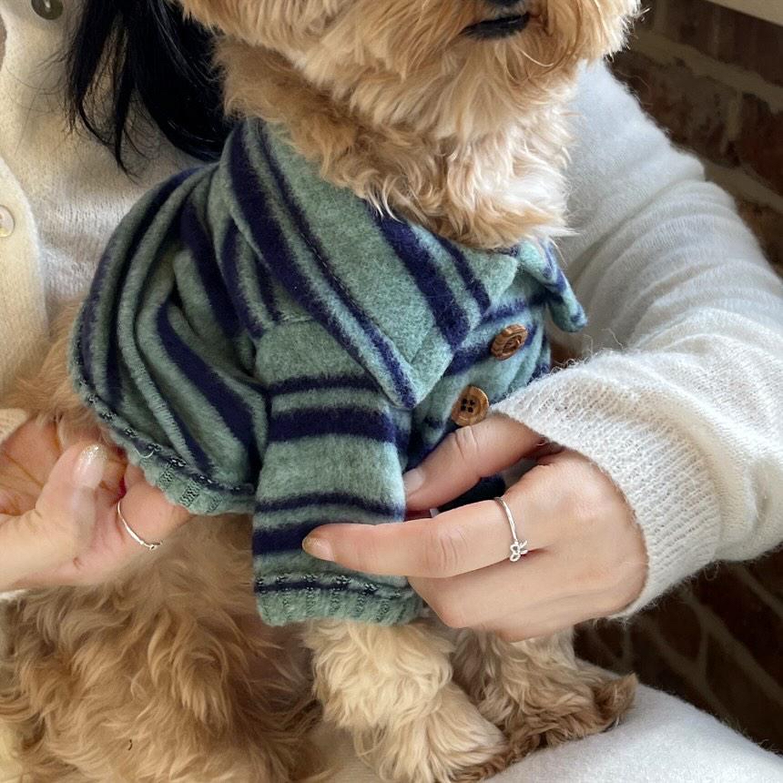 韓國 毛毛間條 衫衫 💚🩵