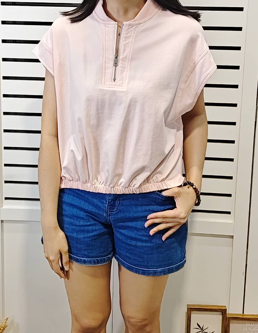 LY5061 Half Zipped S/L Collar Tee