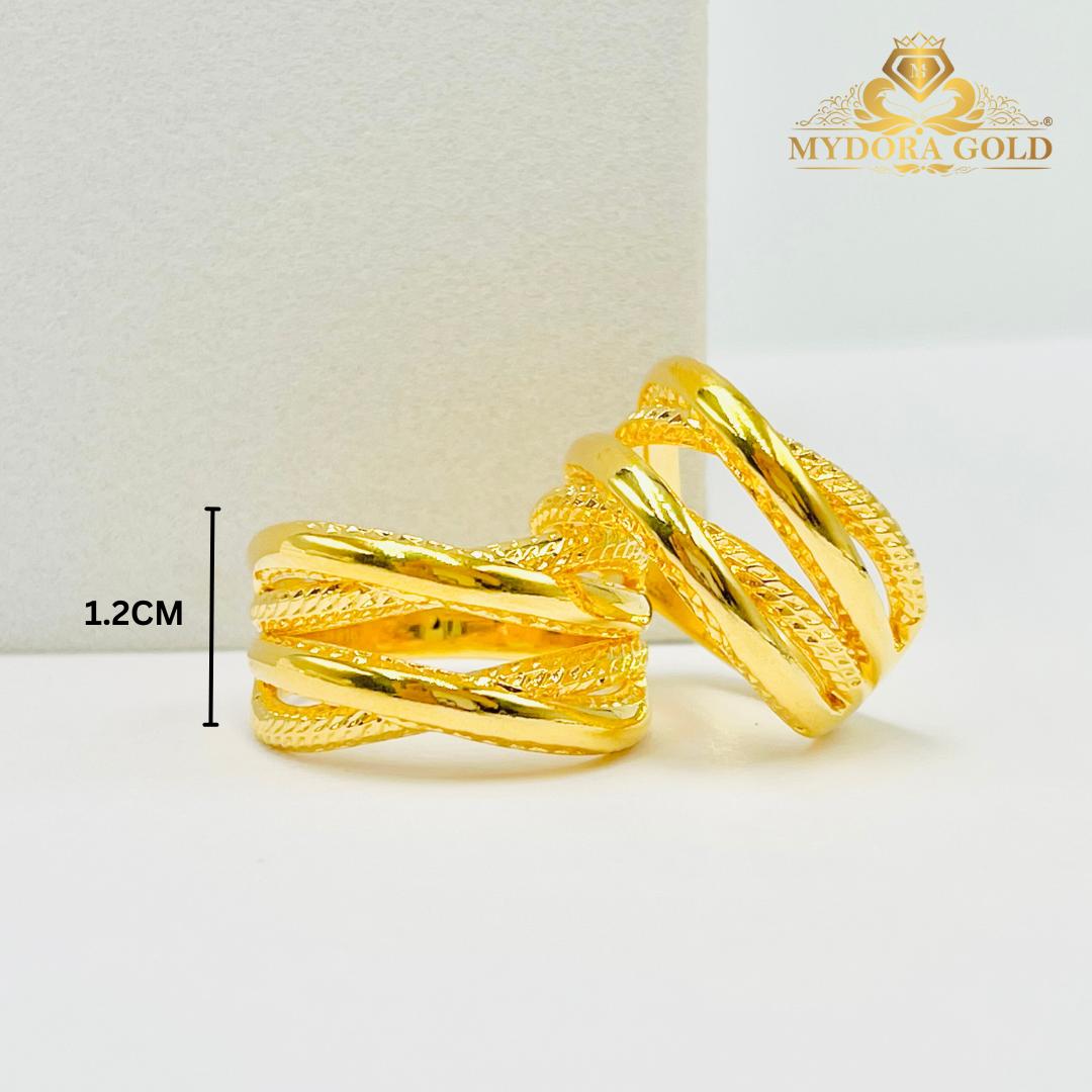 MYDORA Cincin Double Cross Full Gold (5G) l EMAS 916/22K