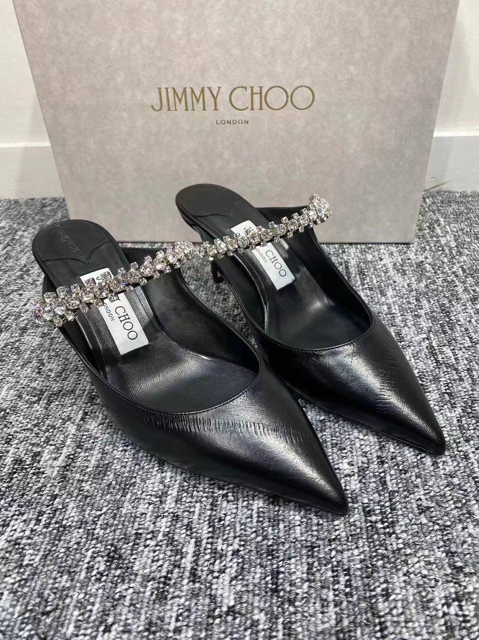 7月1-3日限時優惠💖現貨🍒Jimmychoo bing 閃石小斜紋皮質6.5cm Size 36 37 37.5 38.5