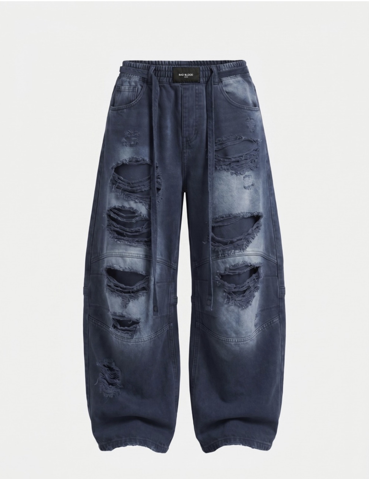 BADBLOOD新款[w-pts26-093] Destroyed Raw-Edge Joggers - Denim Blue