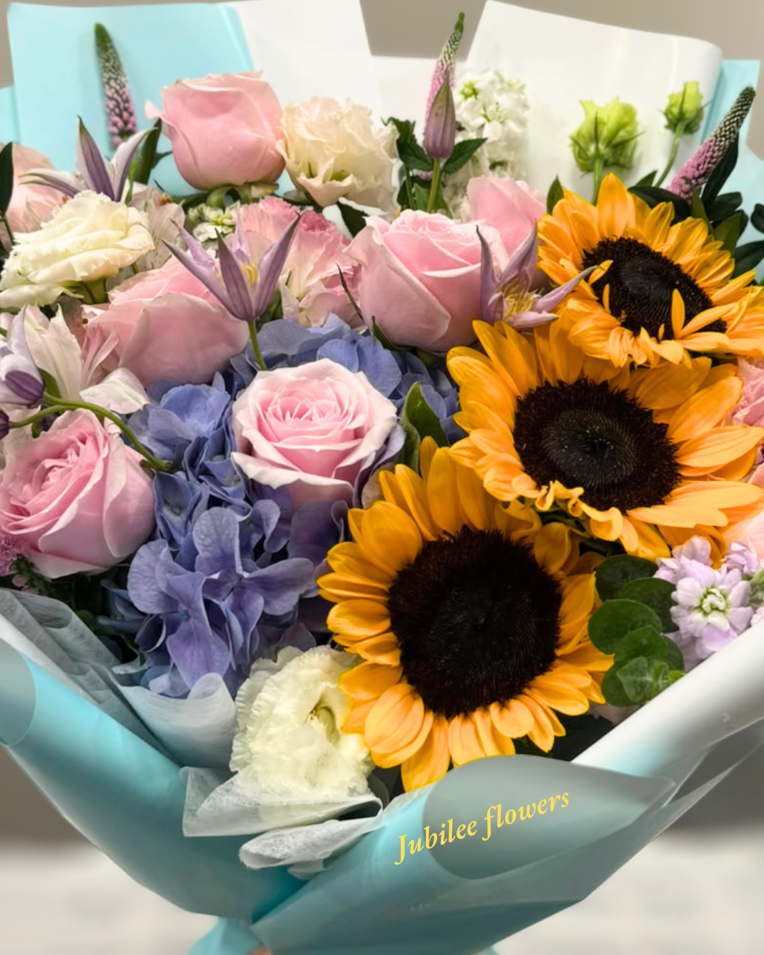 🌻向日葵 · 繡球 · 玫瑰混搭花束