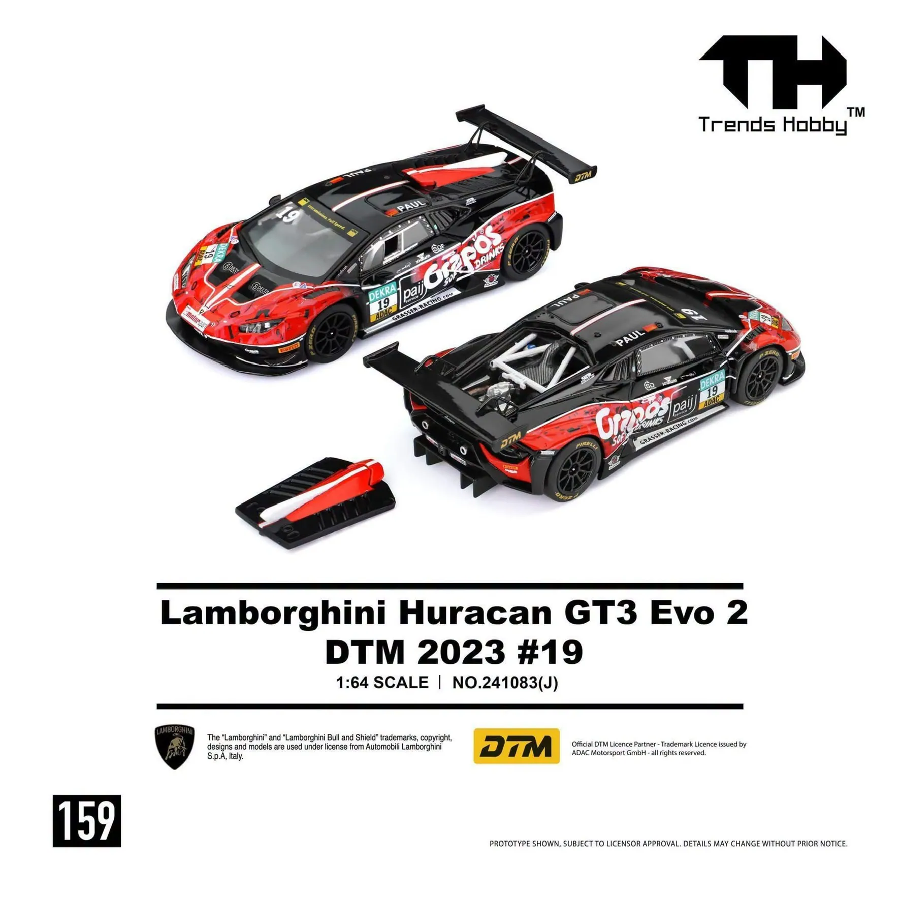 Pre Order - Trends Hobby 159 Lamborghini Huracan GT3 Evo 2 DTM 2023 #19 TH