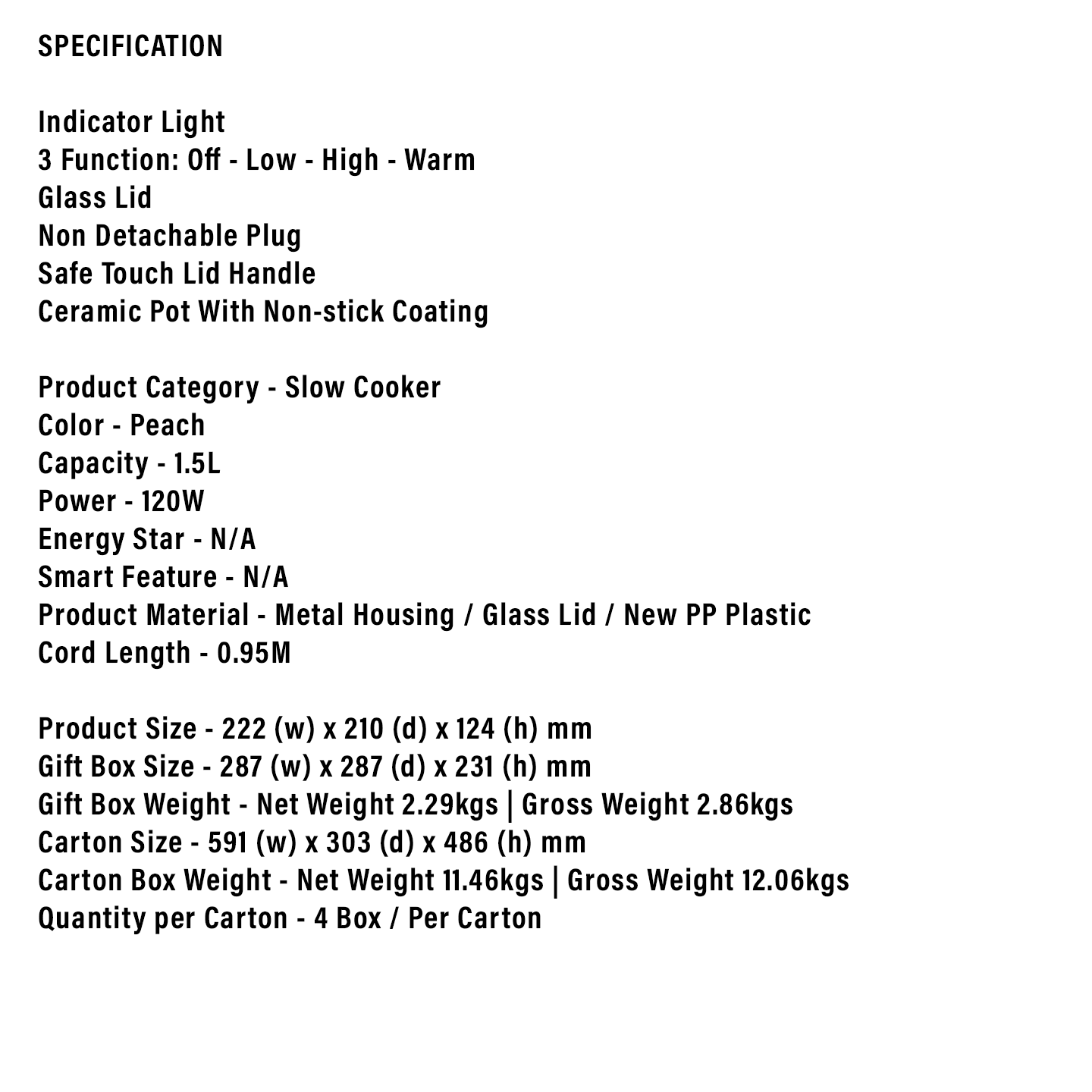 Faber 1.5L Slow Cooker FSC C1500