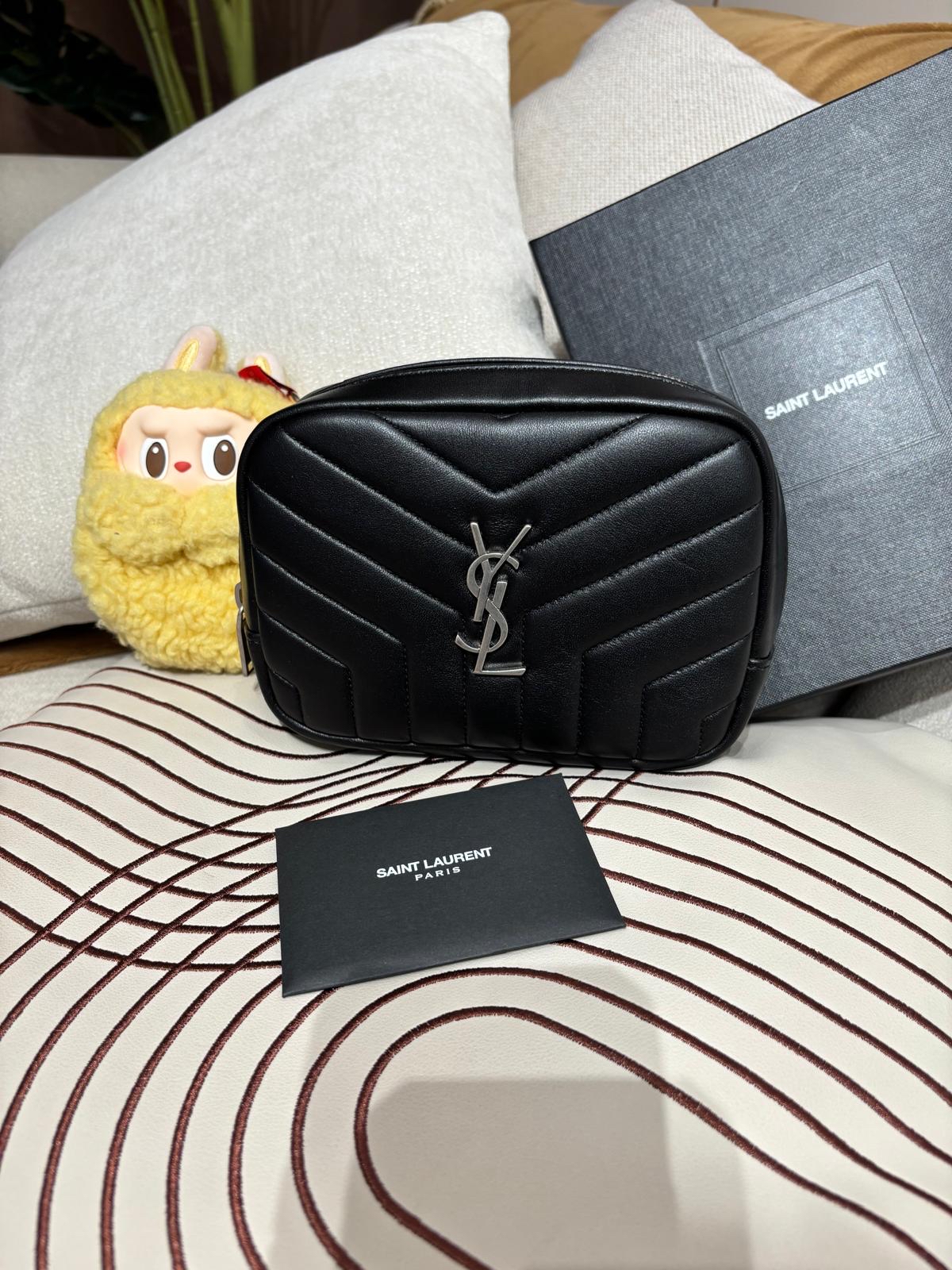 Ysl loulou pouch SAINT LAURENT Black Calfskin Pouch 100%Authentic, 99%new ✅certificate ✅box