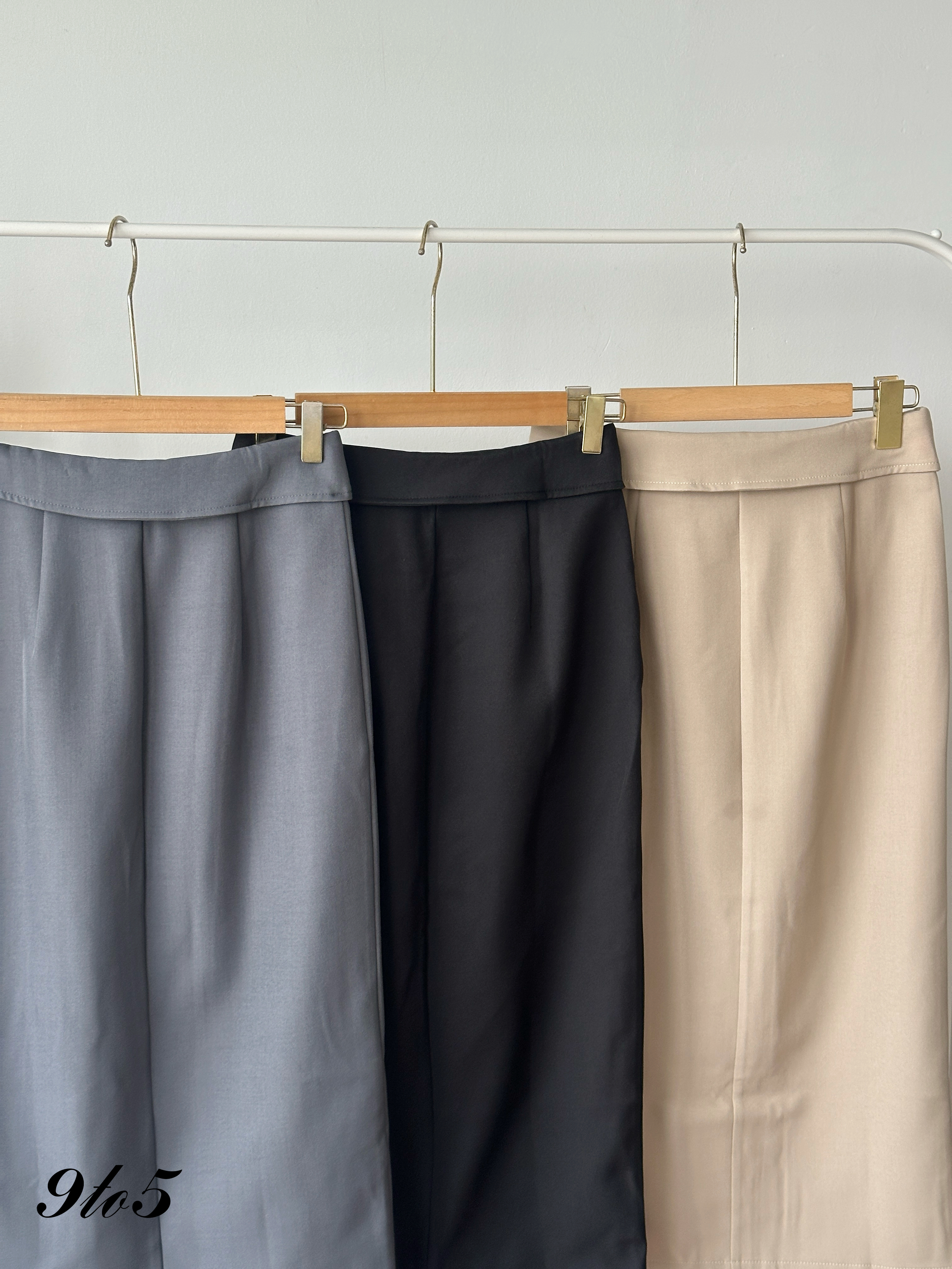 S1958 Side Slit Zipped Skirt - 3 Colors 