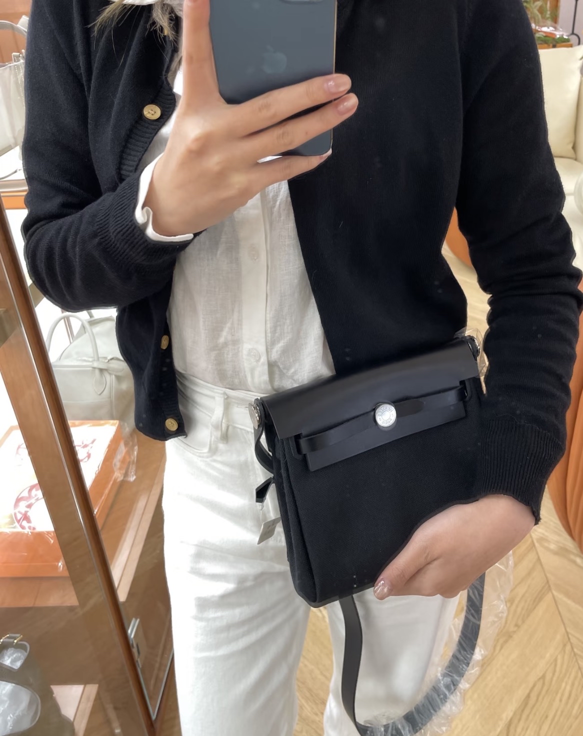 Mini Herbag 黑色銀扣 K Stamp