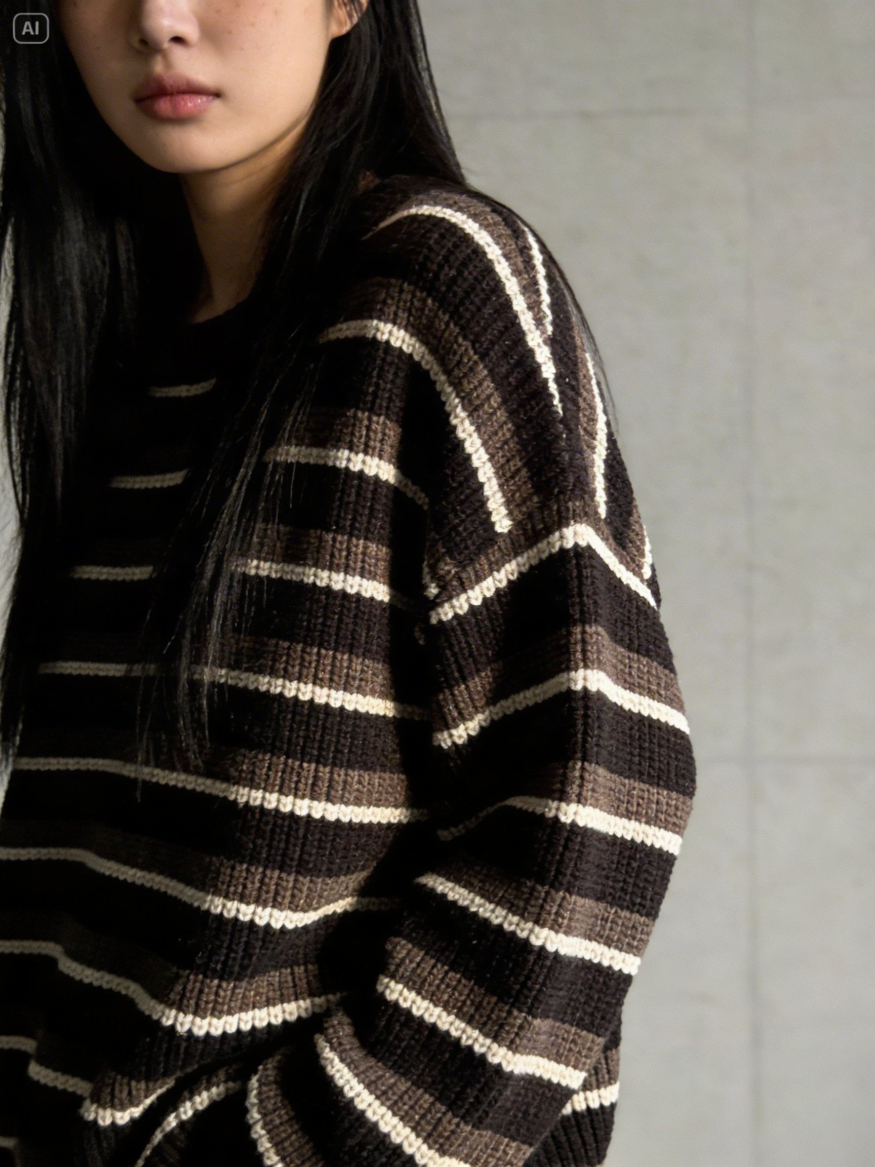 粗條紋針織毛衣