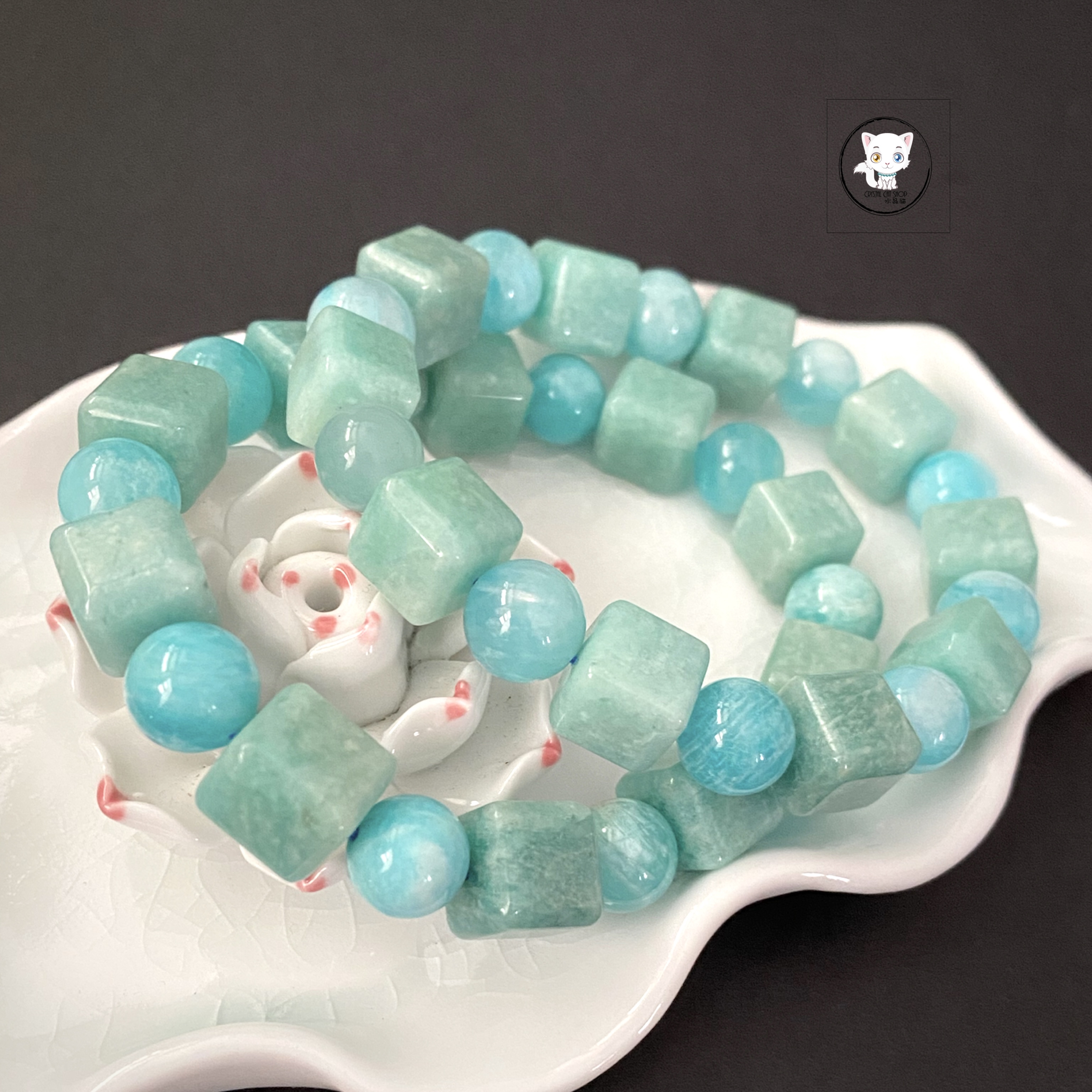 老礦天河石方糖手鏈 10mm