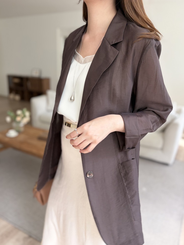 The Fine Silky Blazer (Brown)