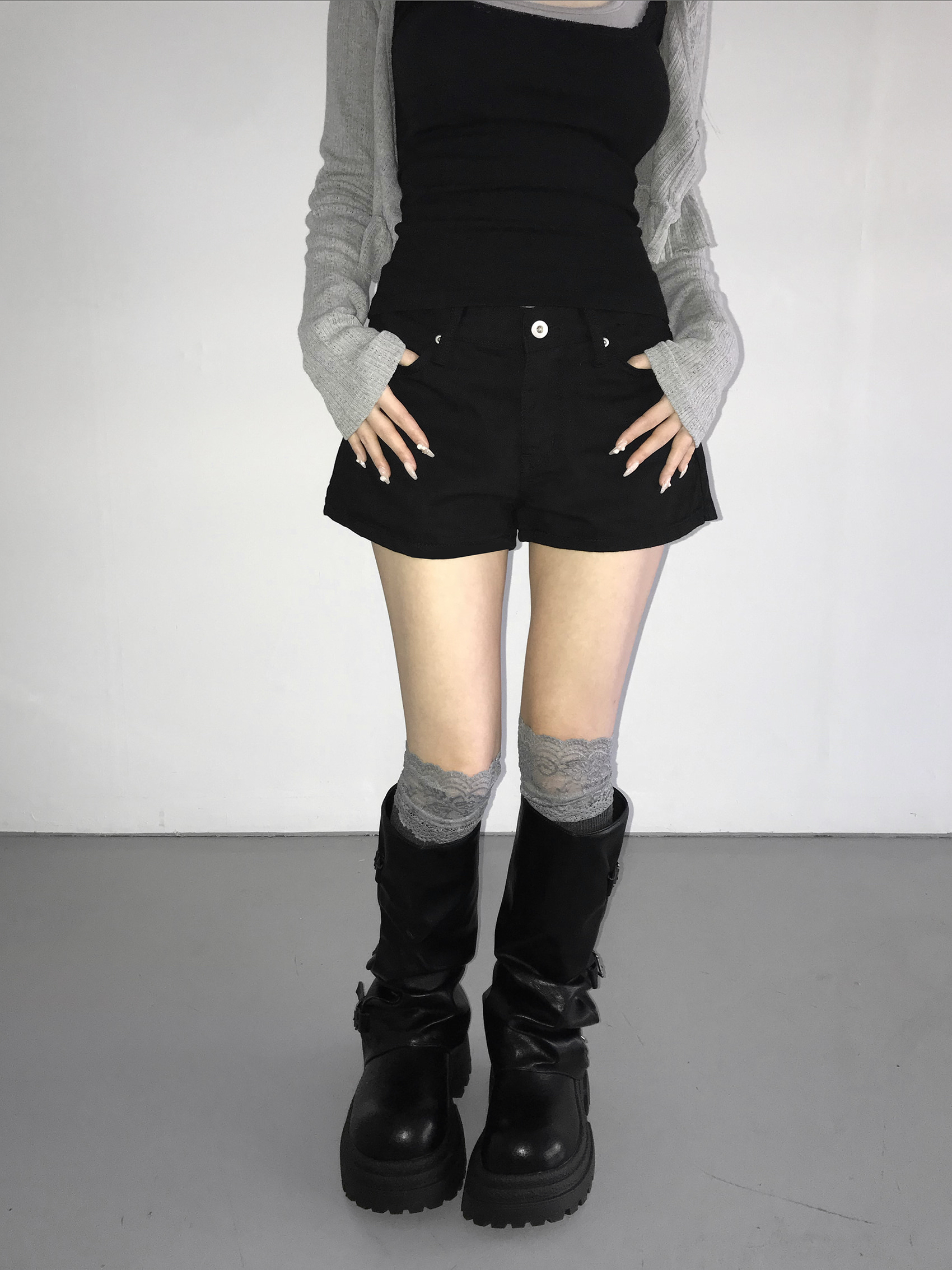 Grommet Belt Mini Shorts