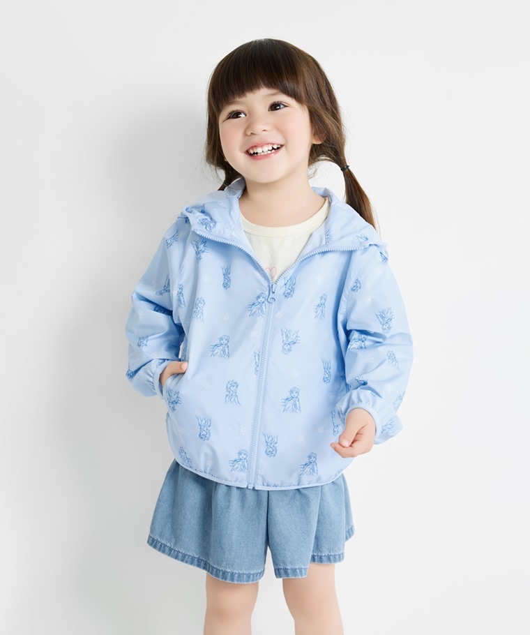 💚預訂 台灣直送💚Frozen系列兩色人物滿印抗UV輕型連帽風衣外套