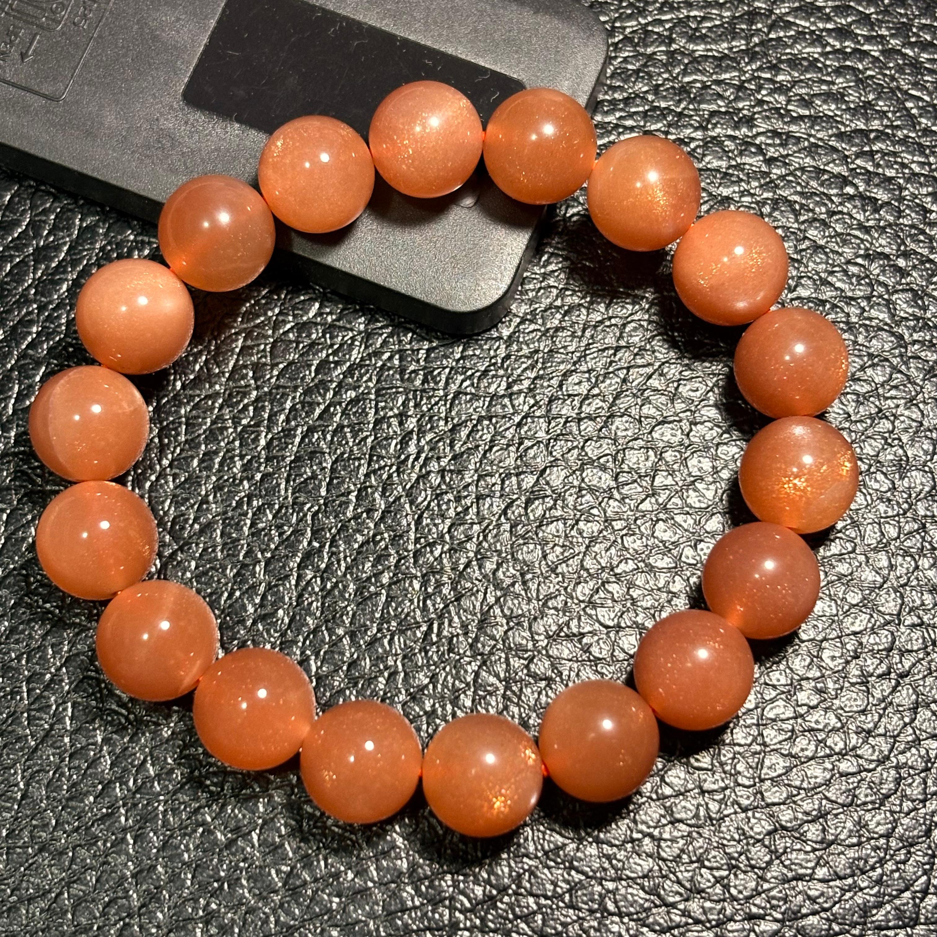 金沙橙月光石｜俗稱橙太陽石 手串 No 4321規格:  11.8mm珠/17cm手圍 