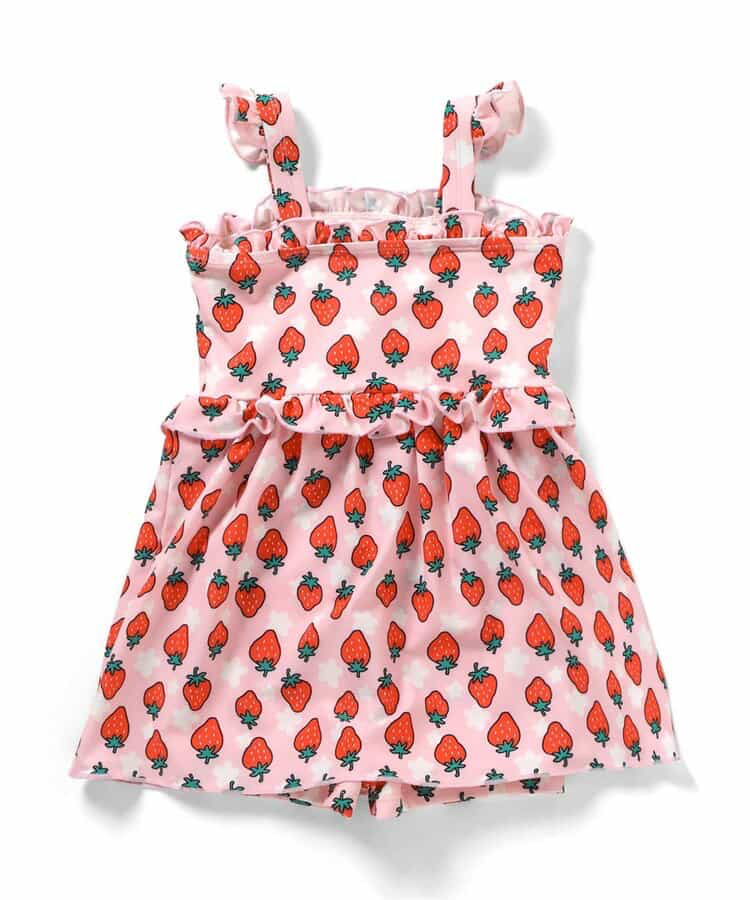 🇯🇵預訂 日本直送🇯🇵BREEZE兩色草莓花卉滿印荷葉邊吊帶連身泳衣