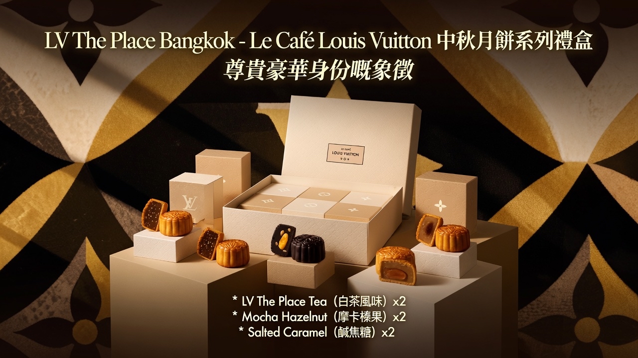 快閃 泰國曼谷 LV The Place Bangkok - Le Café Louis Vuitton 推出的中秋月餅系列禮盒。 