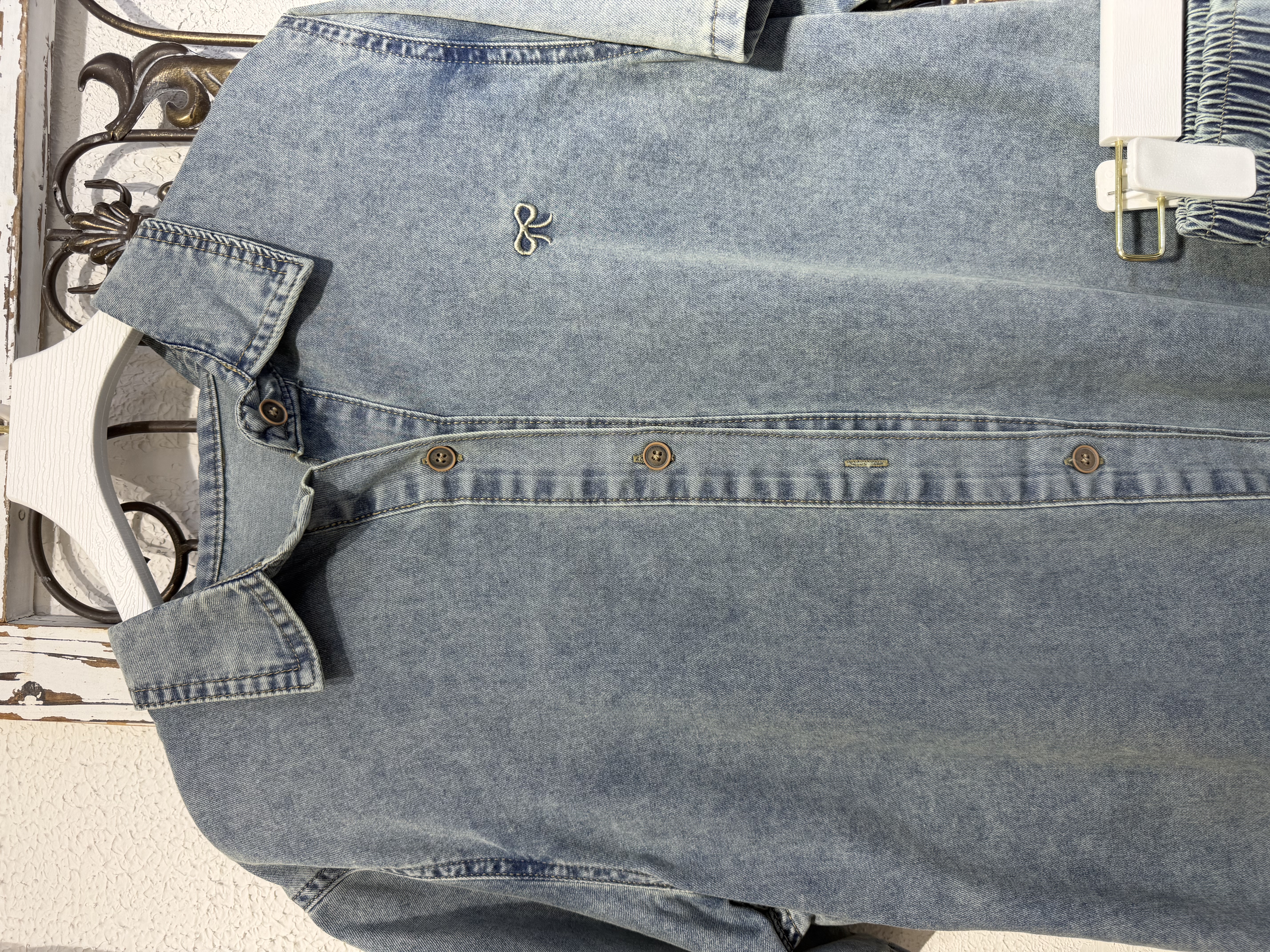 刺繡蝴蝶結牛仔套裝