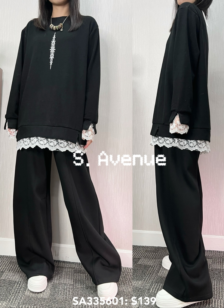 SA335601: 長袖衫腳和袖拼lace長衫