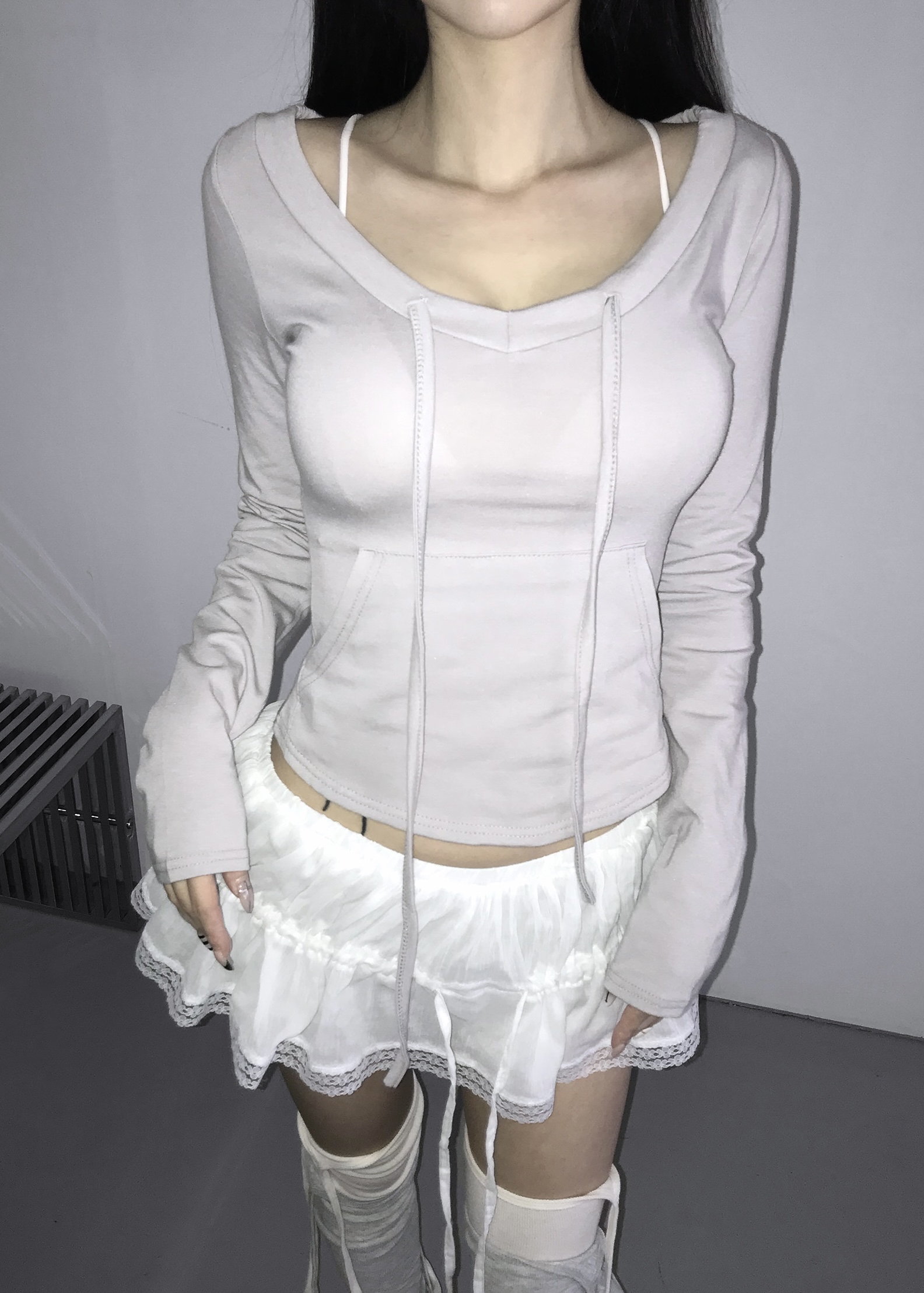 Drawstring Scoop Neck Top