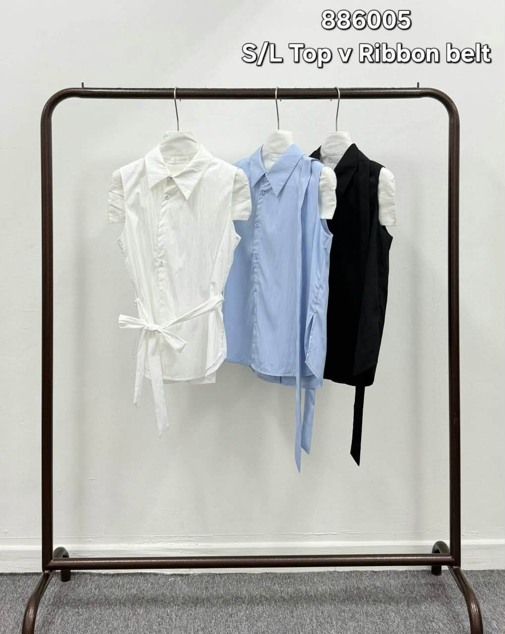 VIL-T886005 BUTTON SLLVLESS SELF-TIE TOP