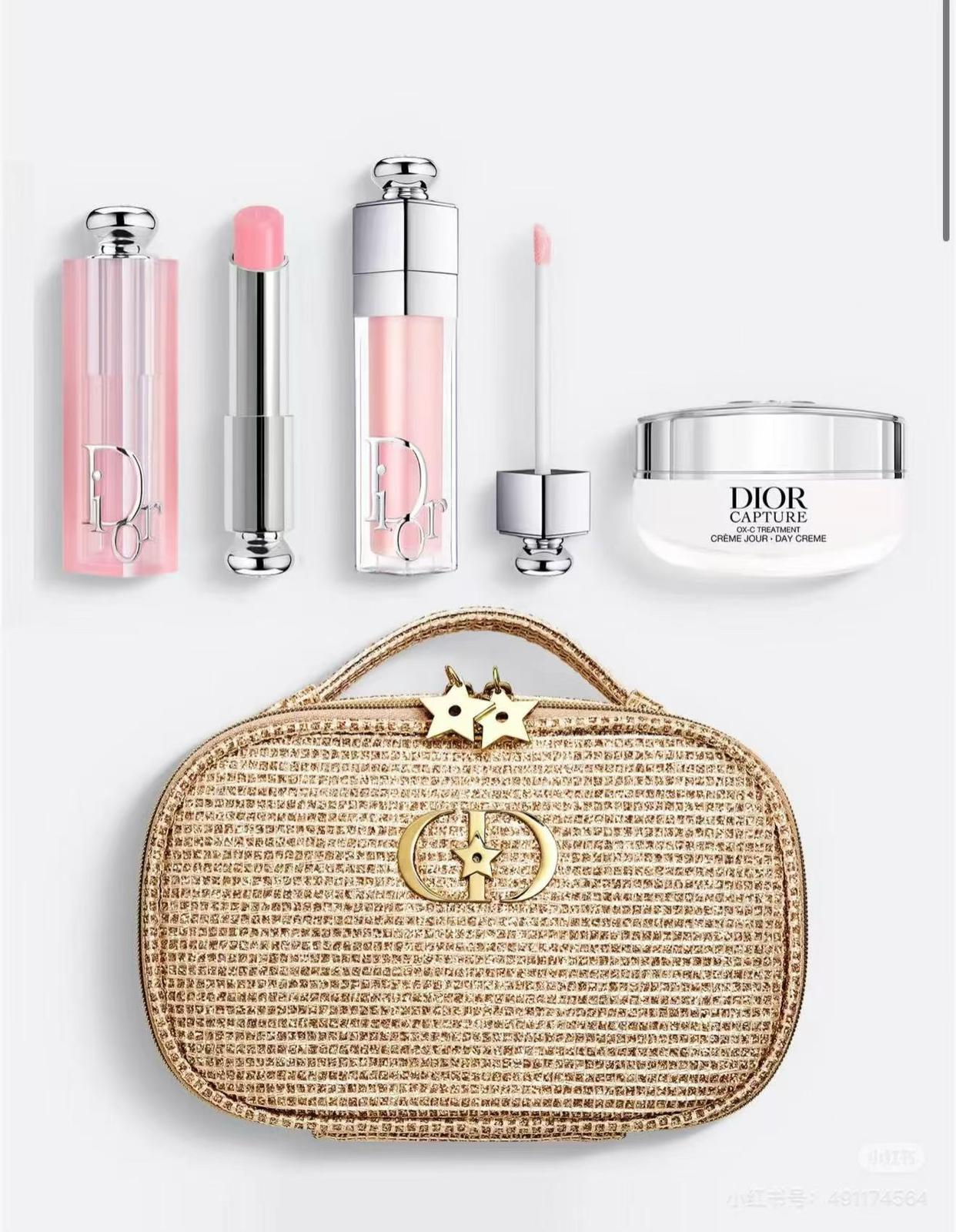 DIOR聖誕套盒 聖誕限定套盒：唇膏+唇蜜+面霜+化妝包 超漂亮！！！
