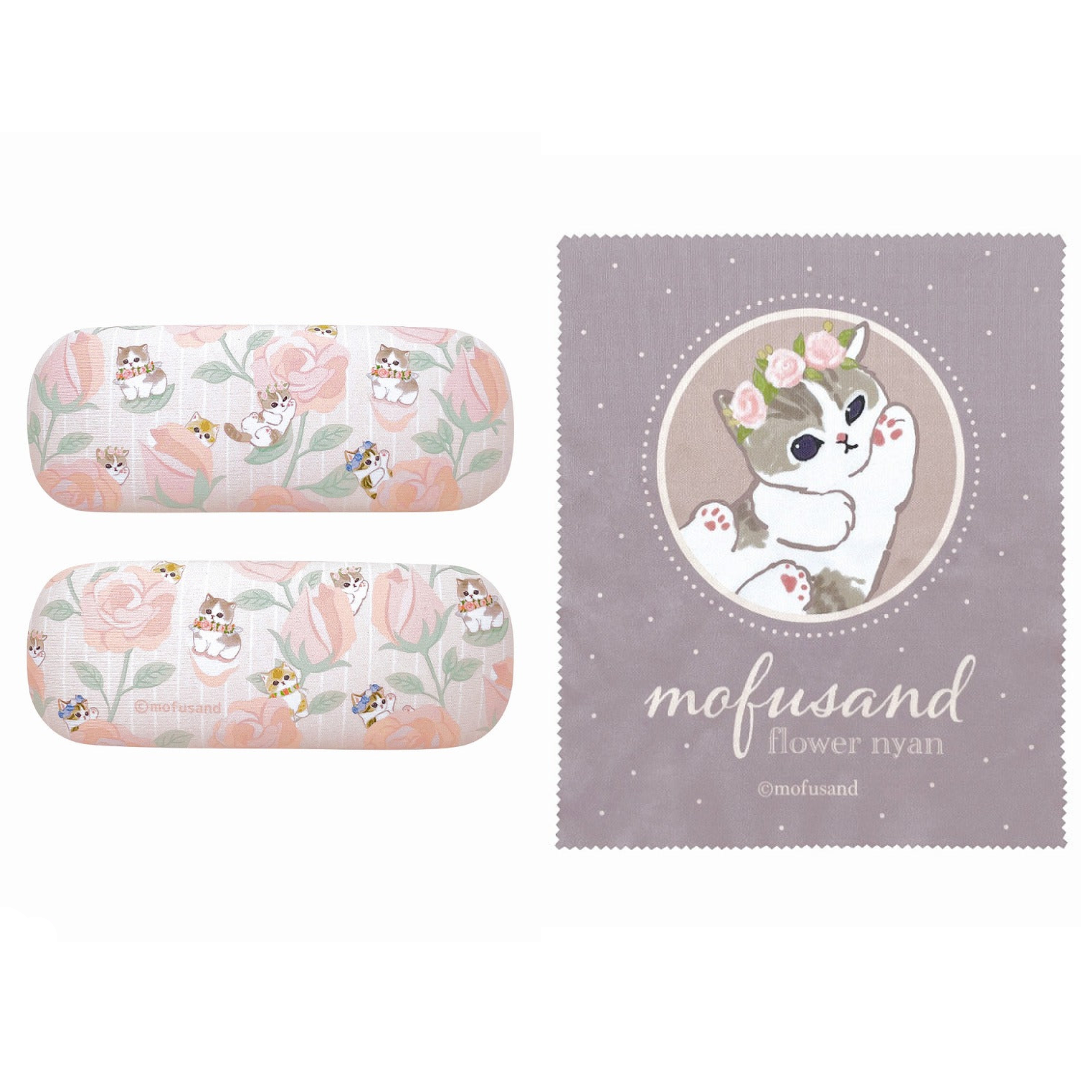 日本 Mofusand貓咪 鯊魚貓 mofumofu store 眼鏡盒+眼鏡布
