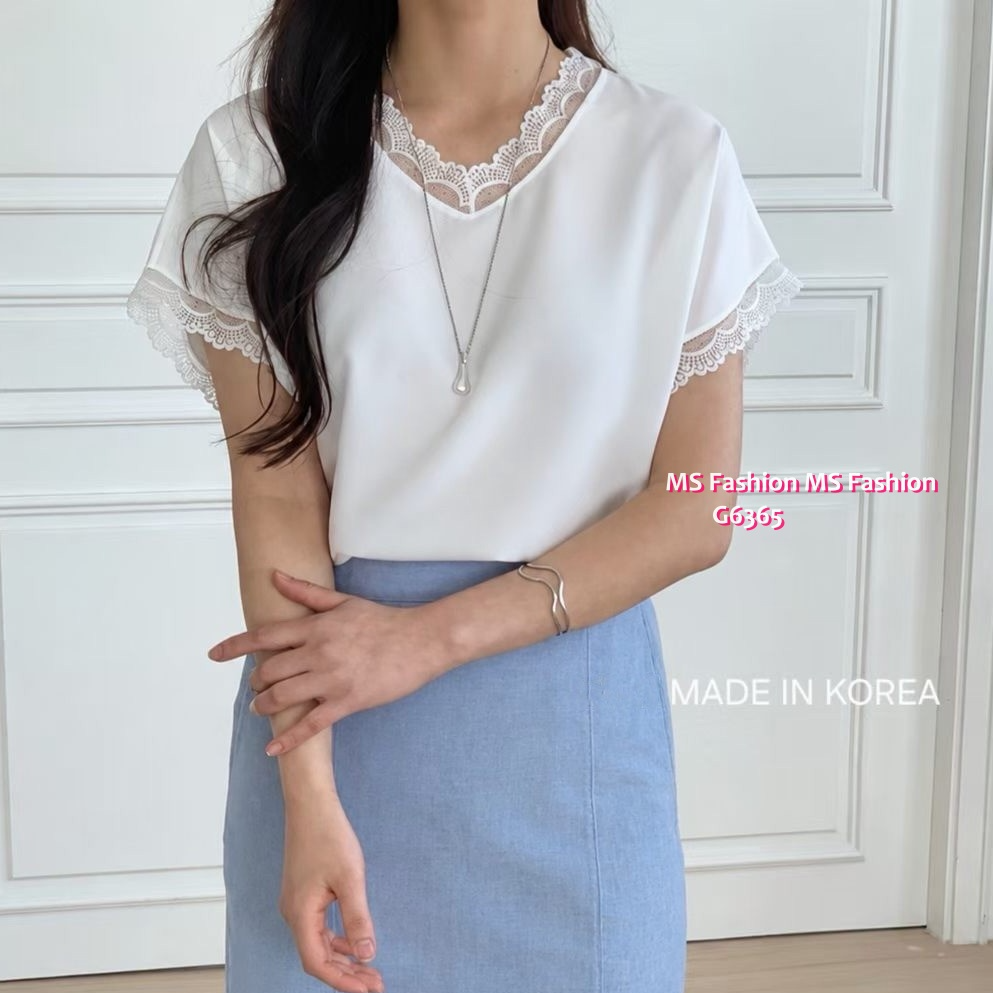 G6365 韓國🇰🇷V領lace top
