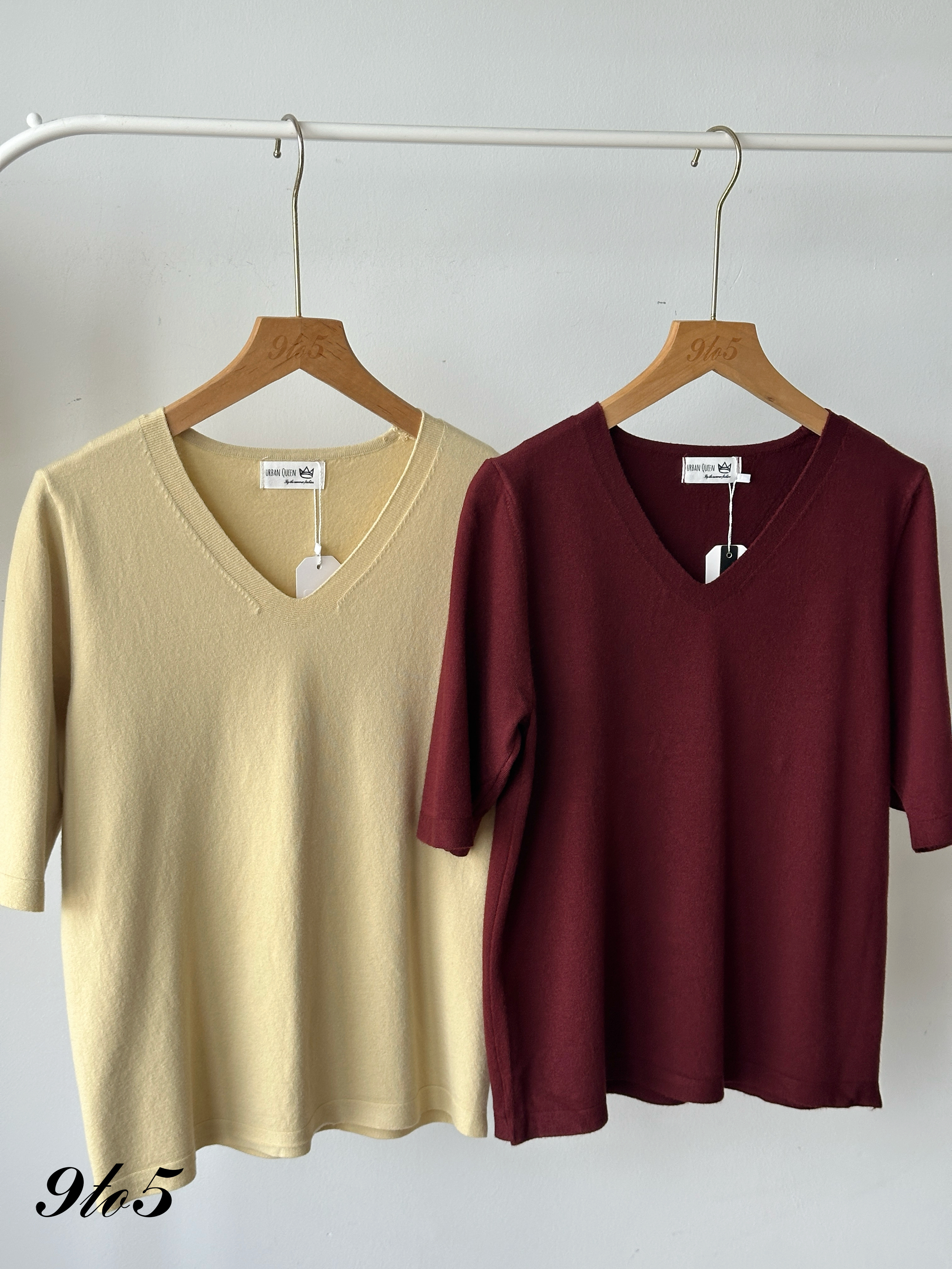 T4253 V Neck Knit Top - 5 Colors 
