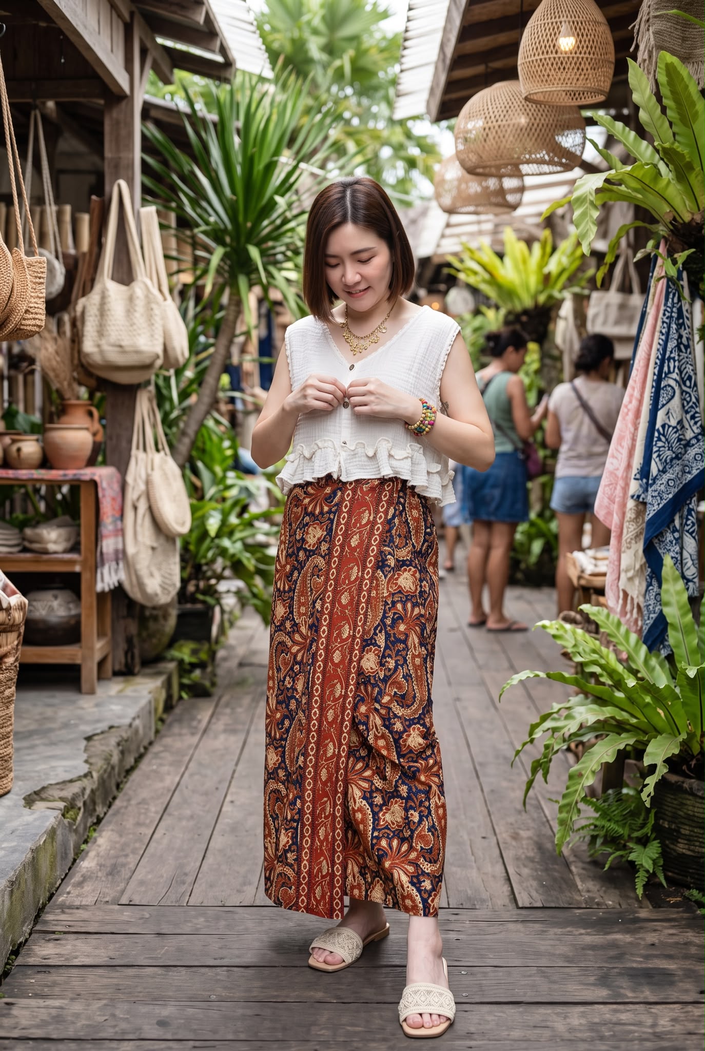 3116 Vintage Blockprint Wrap Skirt 36"