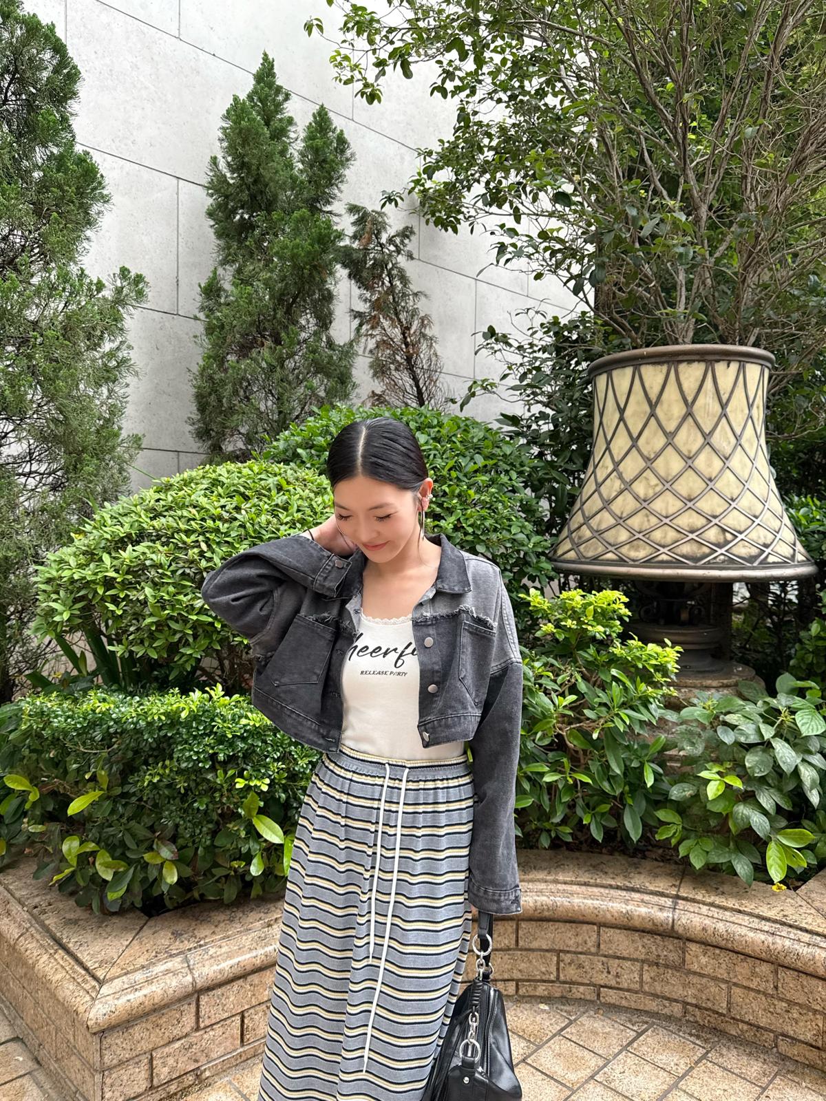 F04 夏日拼色洗水牛仔褸