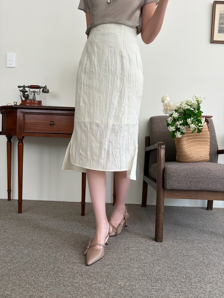 Crinkle Mermaid Skirt (Ivory)