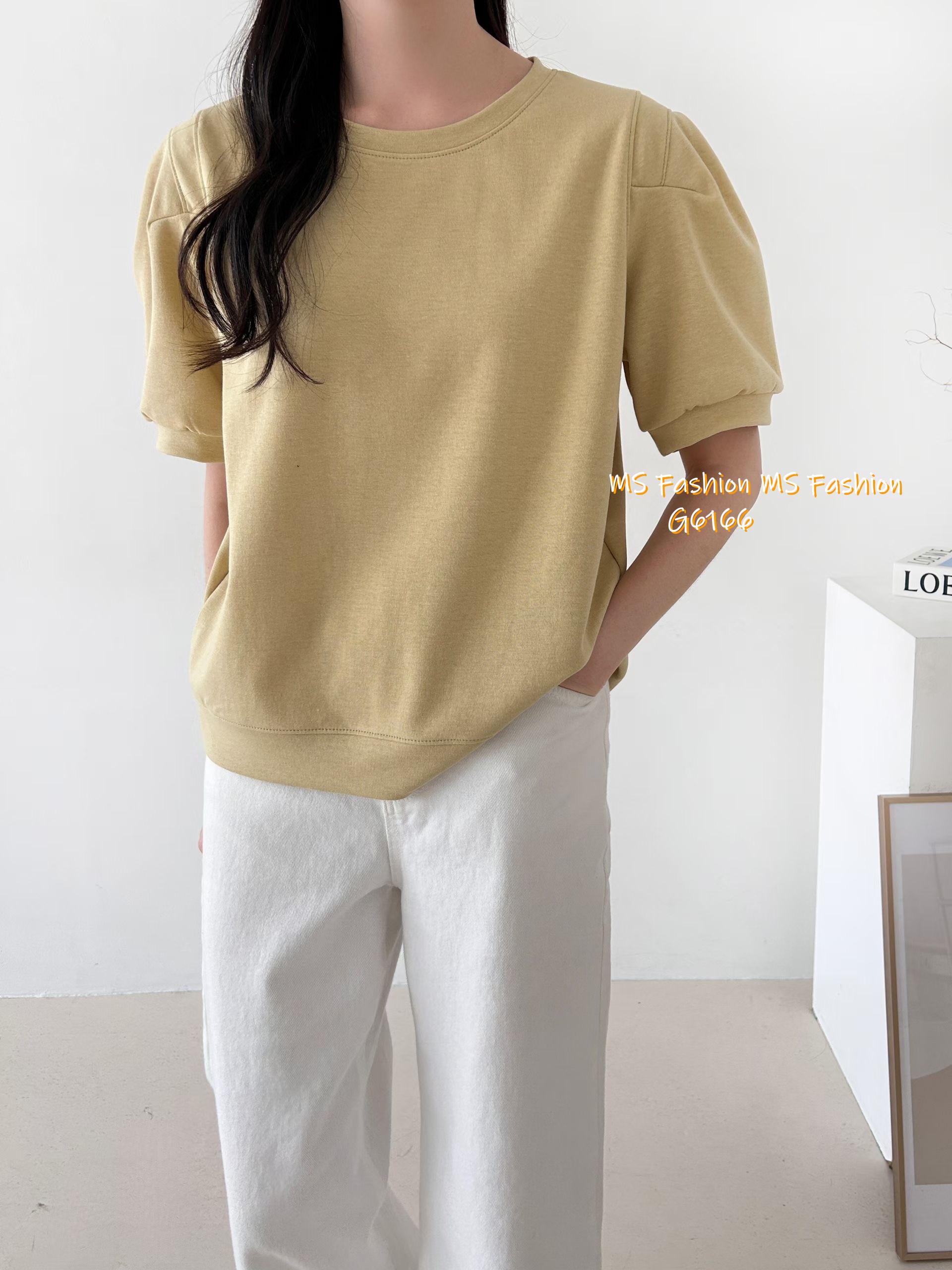 G6166 韓國🇰🇷靚色摺袖top