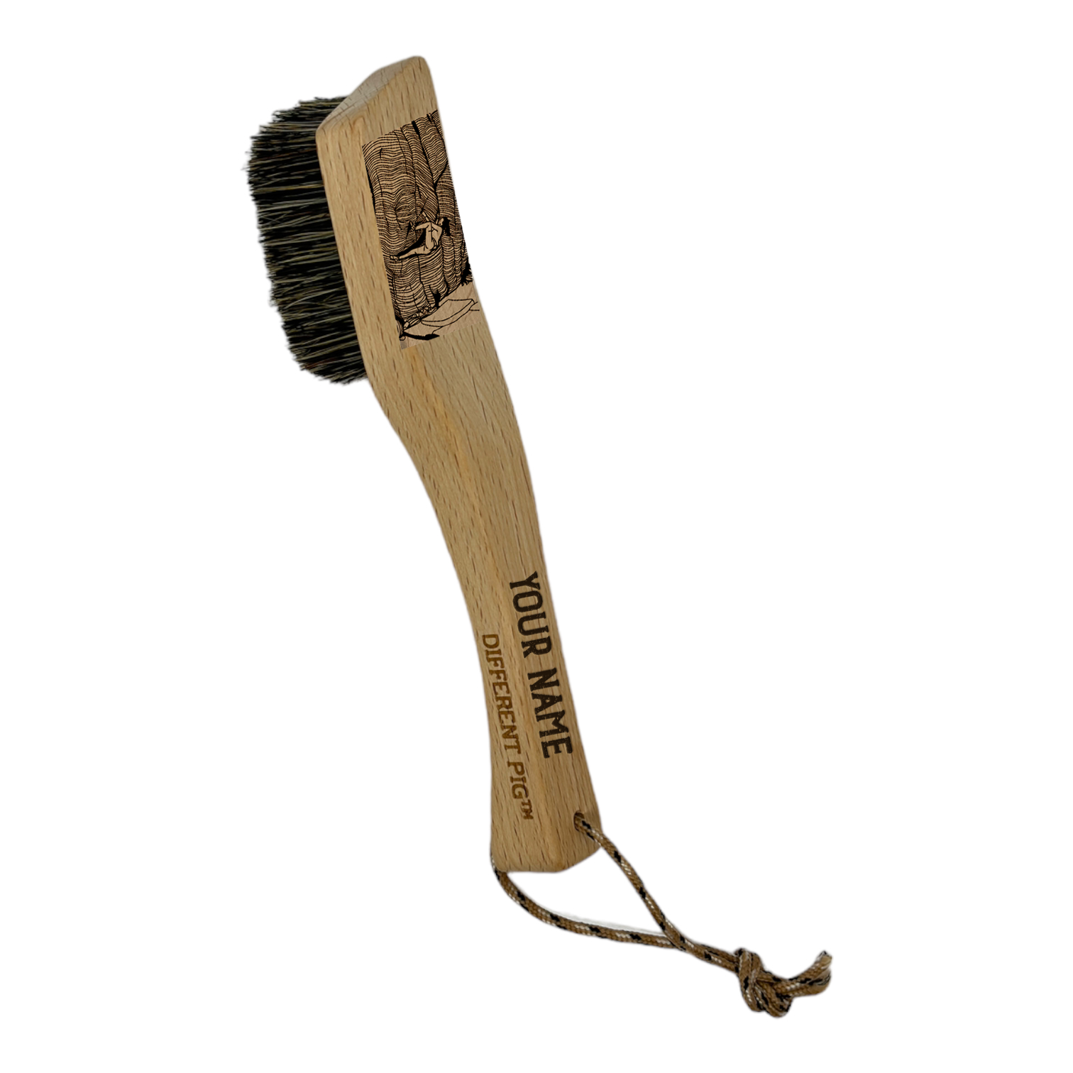 【來圖訂製】𝗗𝗜𝗙𝗙𝗘𝗥𝗘𝗡𝗧 𝗣𝗜𝗚™ OG brush with paracord fully customised by you 刻圖大豬攀岩掃