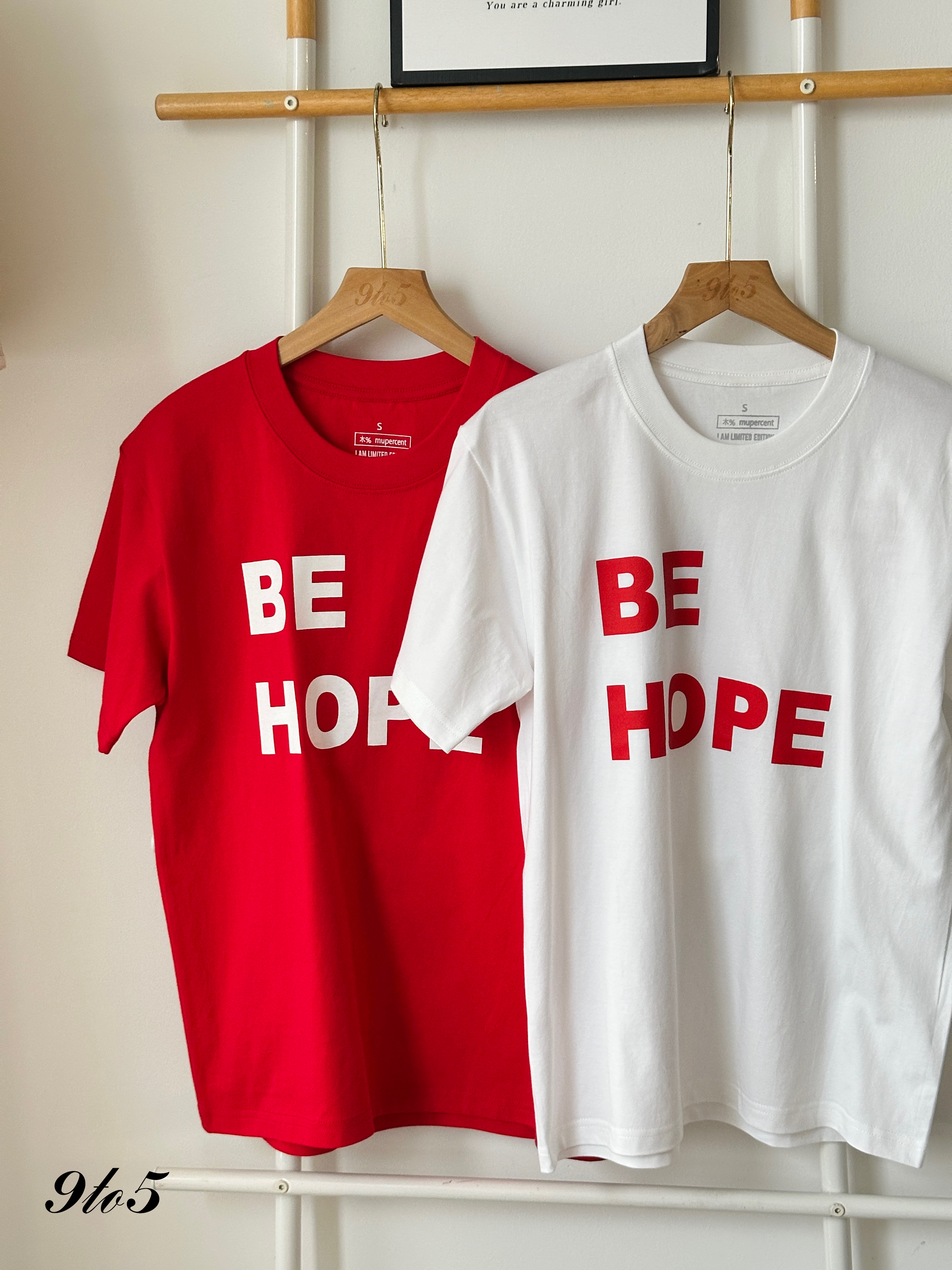 T3919 Be Hope Unisex Oversize Tee - Red & White