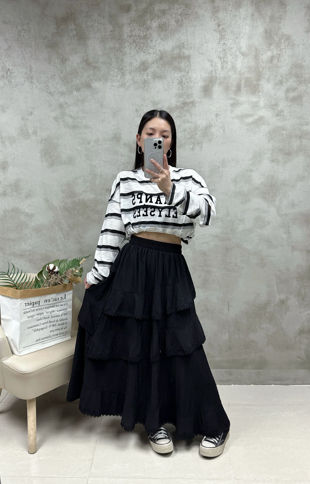 A07 層次感喱士邊半裙