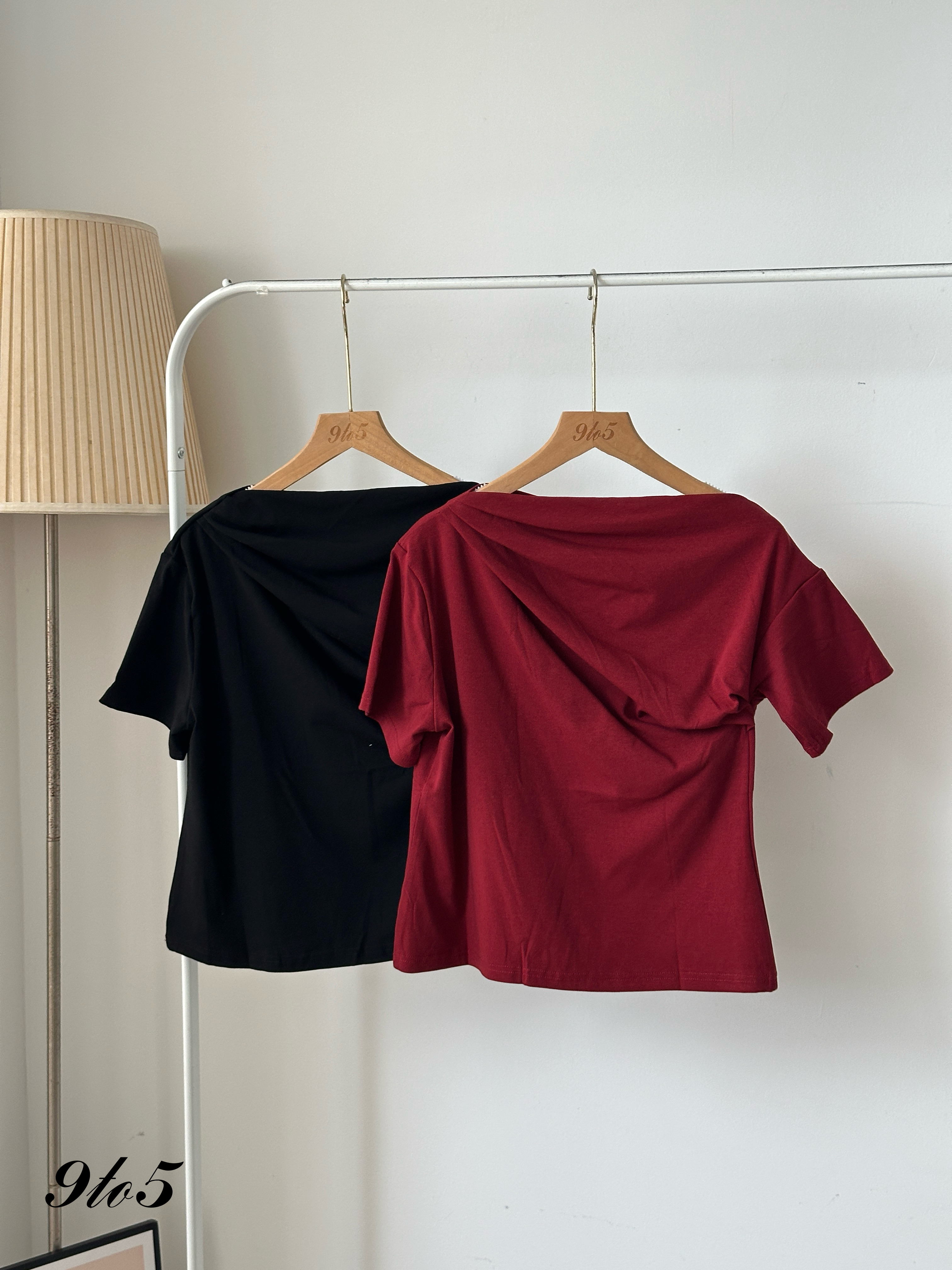 T3996 Mock Neck Ruched Top - 5 Colors