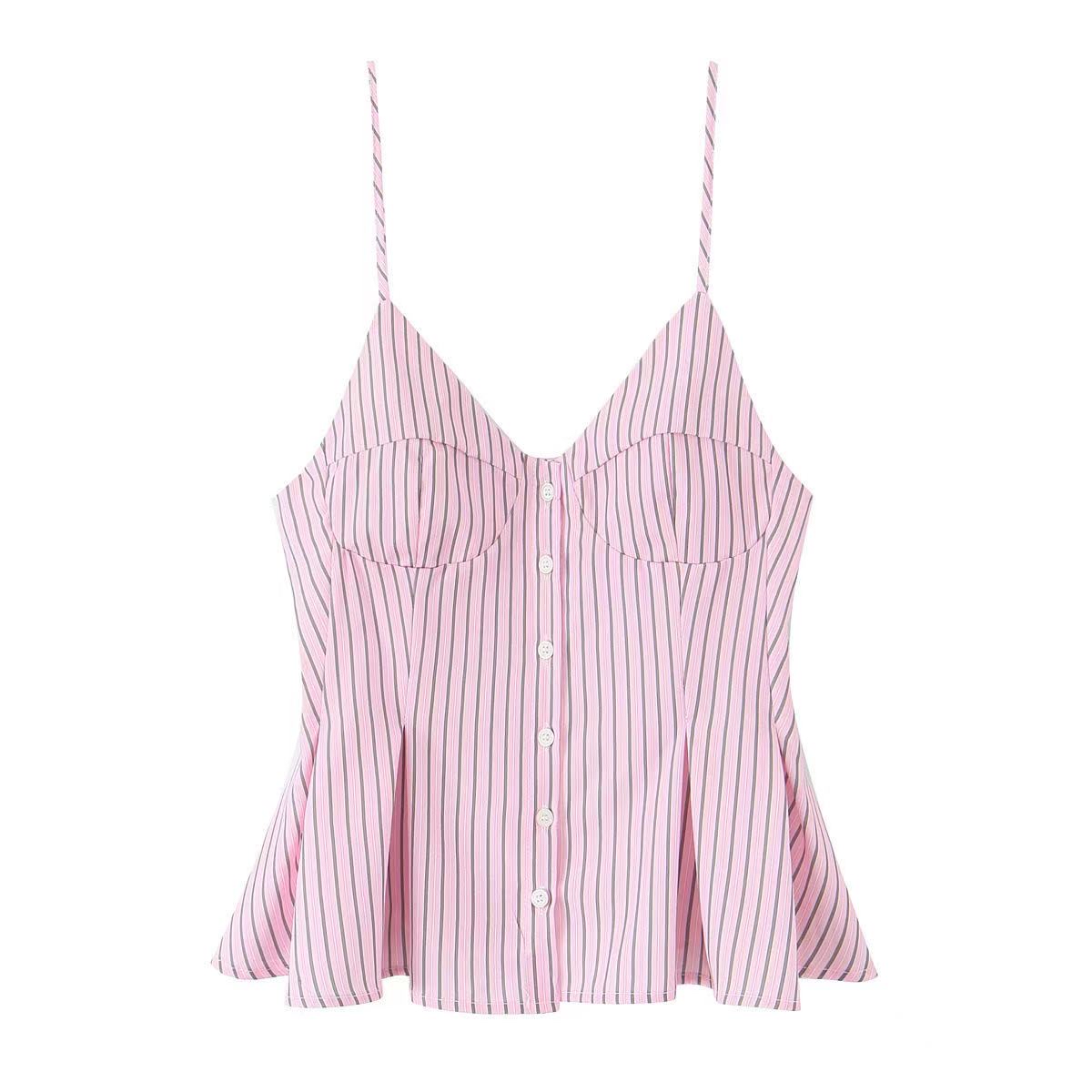 TP530吊带修身条纹上衣